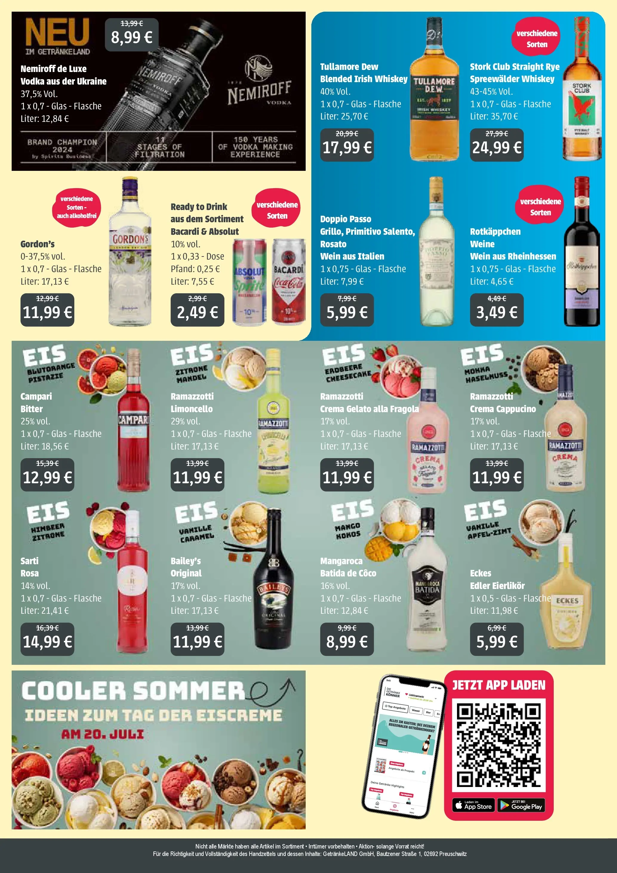 Angebote - GetränkeLand Mayer: Getränkeangebote (ab 20.07.2026) zum Blättern | Seite: 4 | Produkte: Campari, Batida de coco, Eiscreme, Vodka