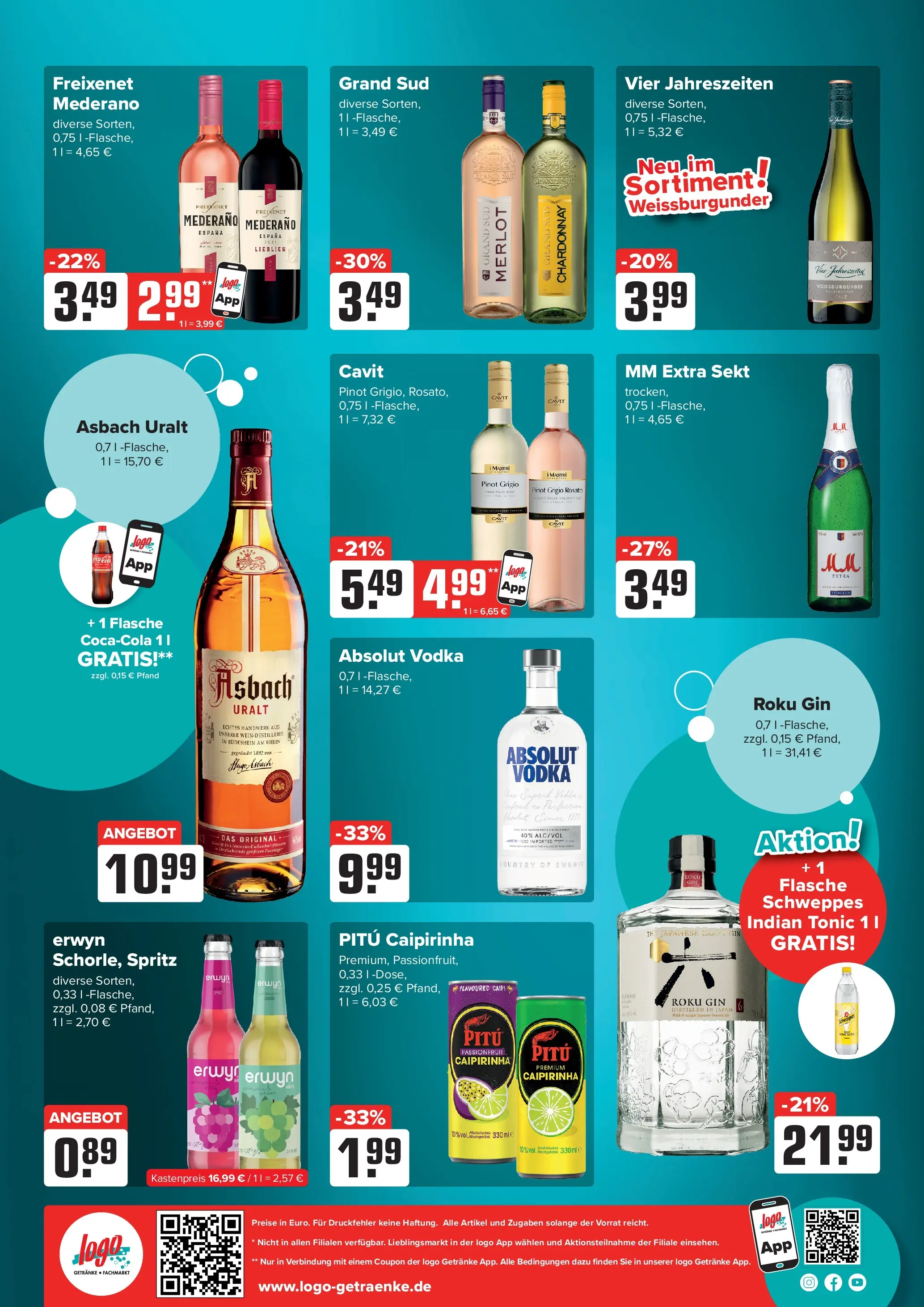 Angebote - Getränke Heurich: Getränkeangebote (ab 20.07.2026) zum Blättern | Seite: 4 | Produkte: Merlot, Schweppes, Vodka, Gin