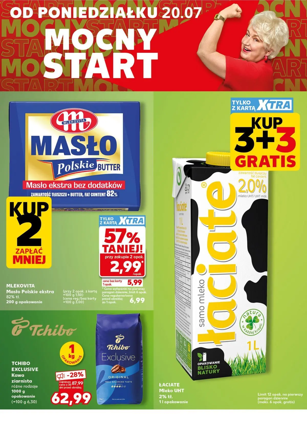 Kaufland gazetka - Mocny start od 20.07.2026 - od jutra PDF | Strona: 2 | Produkty: Masło Polskie, Tchibo exclusive, Mleko, Kawa