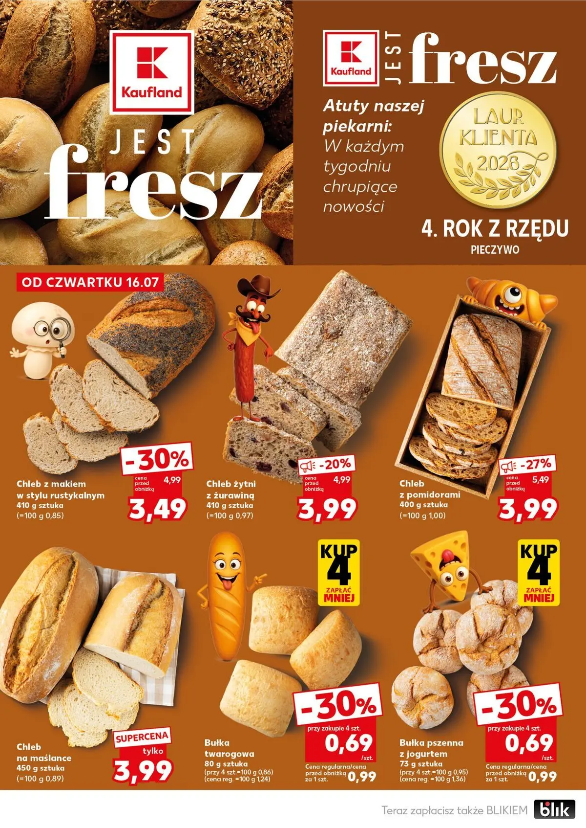 Kaufland gazetka - Mocny start od 20.07.2026 - od jutra PDF | Strona: 14 | Produkty: Pieczywo, Chleb na maślance, Żurawina, Bułka