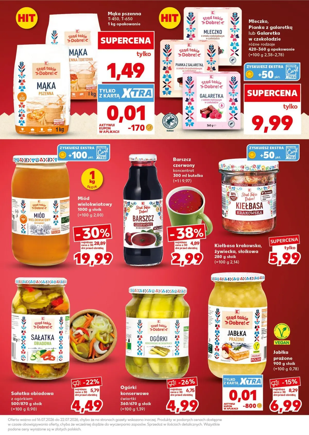 Kaufland gazetka - Mocny start od 20.07.2026 - od jutra PDF | Strona: 19 | Produkty: Miód, Kakao, Sałatka, Ogórki konserwowe