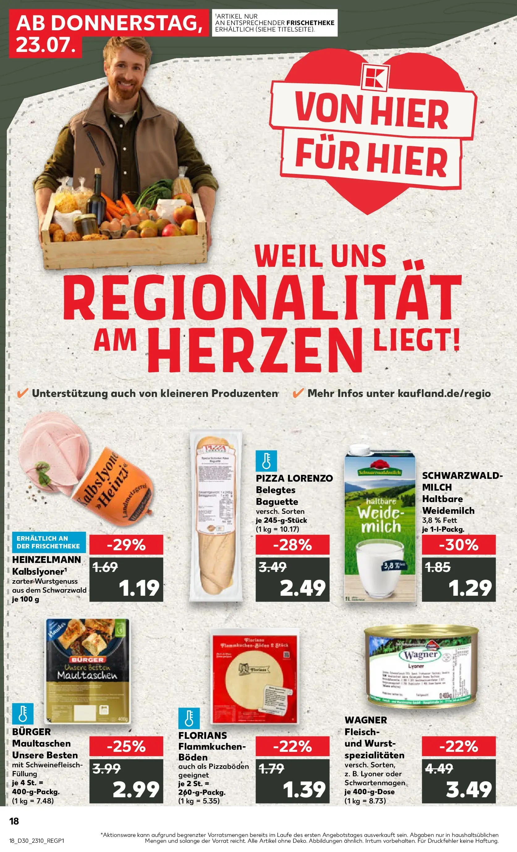 Prospekt Kaufland ab 20.07.2026 » Angebote Online zum Blättern | Seite: 23 | Produkte: Pizza, Schweinefleisch, Maultaschen, Fleisch