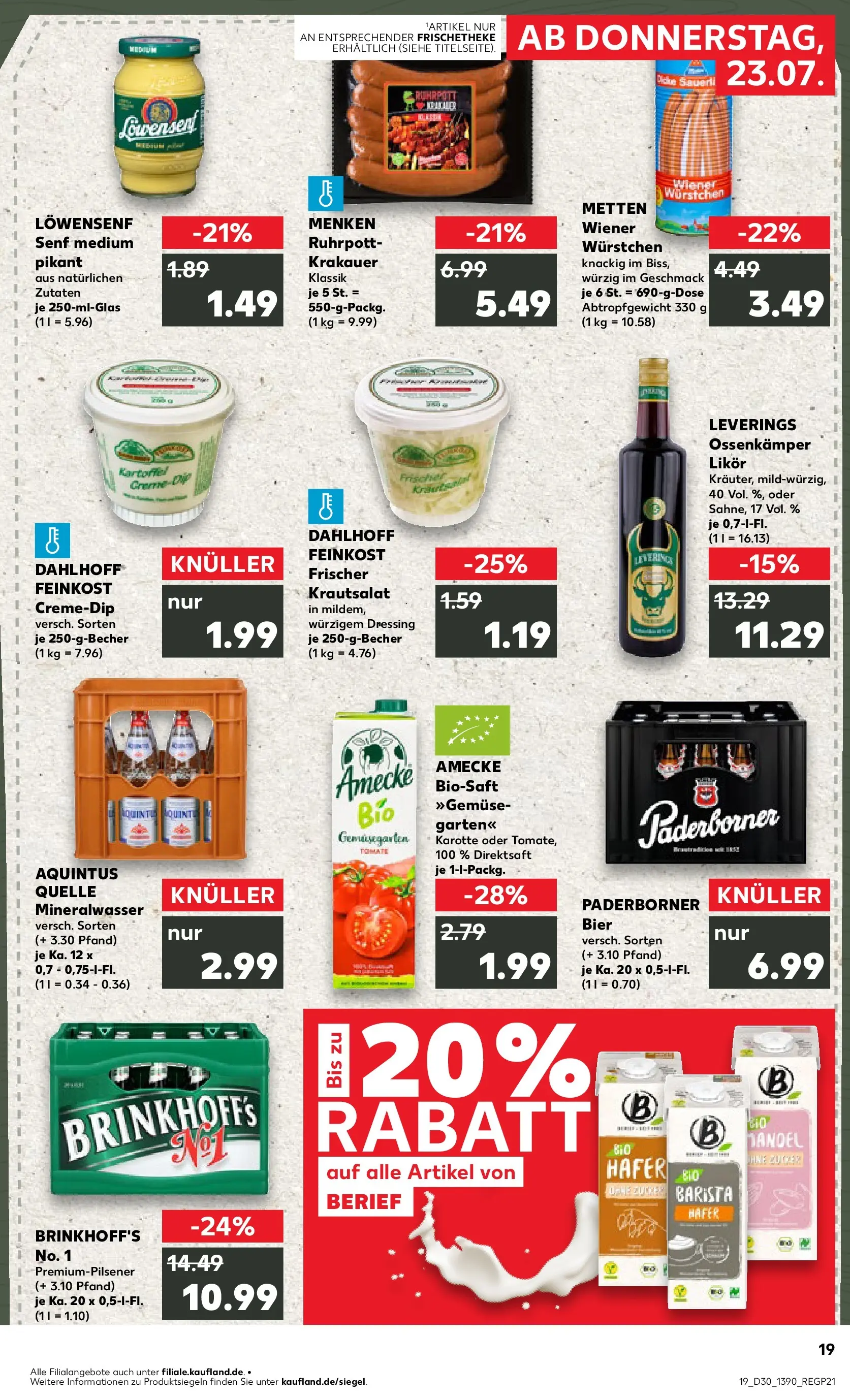 Prospekt Kaufland ab 20.07.2026 ยป Angebote und Werbung Online | Seite: 28 | Produkte: Wiener wurstchen, Bier, Mineralwasser, Karotte Prospekt Kaufland ab 20.07.2026 ยป Angebote Online zum Blรคttern | Seite: 28 | Produkte: Wiener wurstchen, Bier, Mineralwasser, Karotte