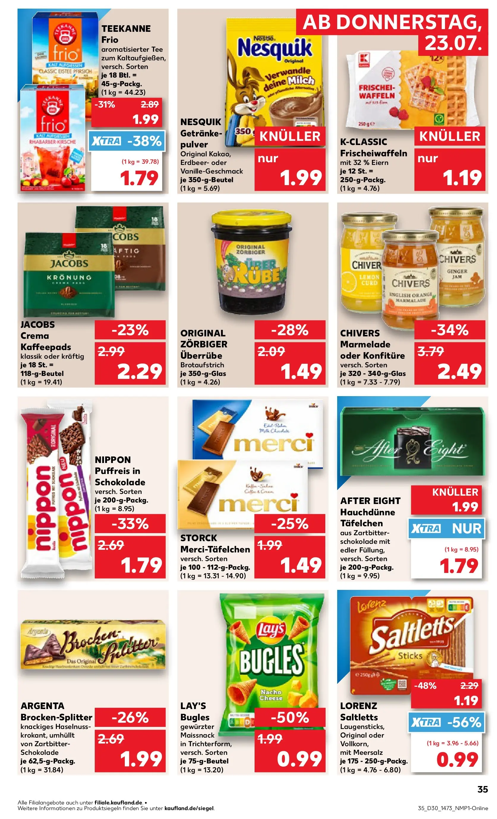 Prospekt Kaufland ab 23.07.2026 » Angebote Online zum Blättern | Seite: 35 | Produkte: Nesquik, Schokolade, Waffeln, Tee