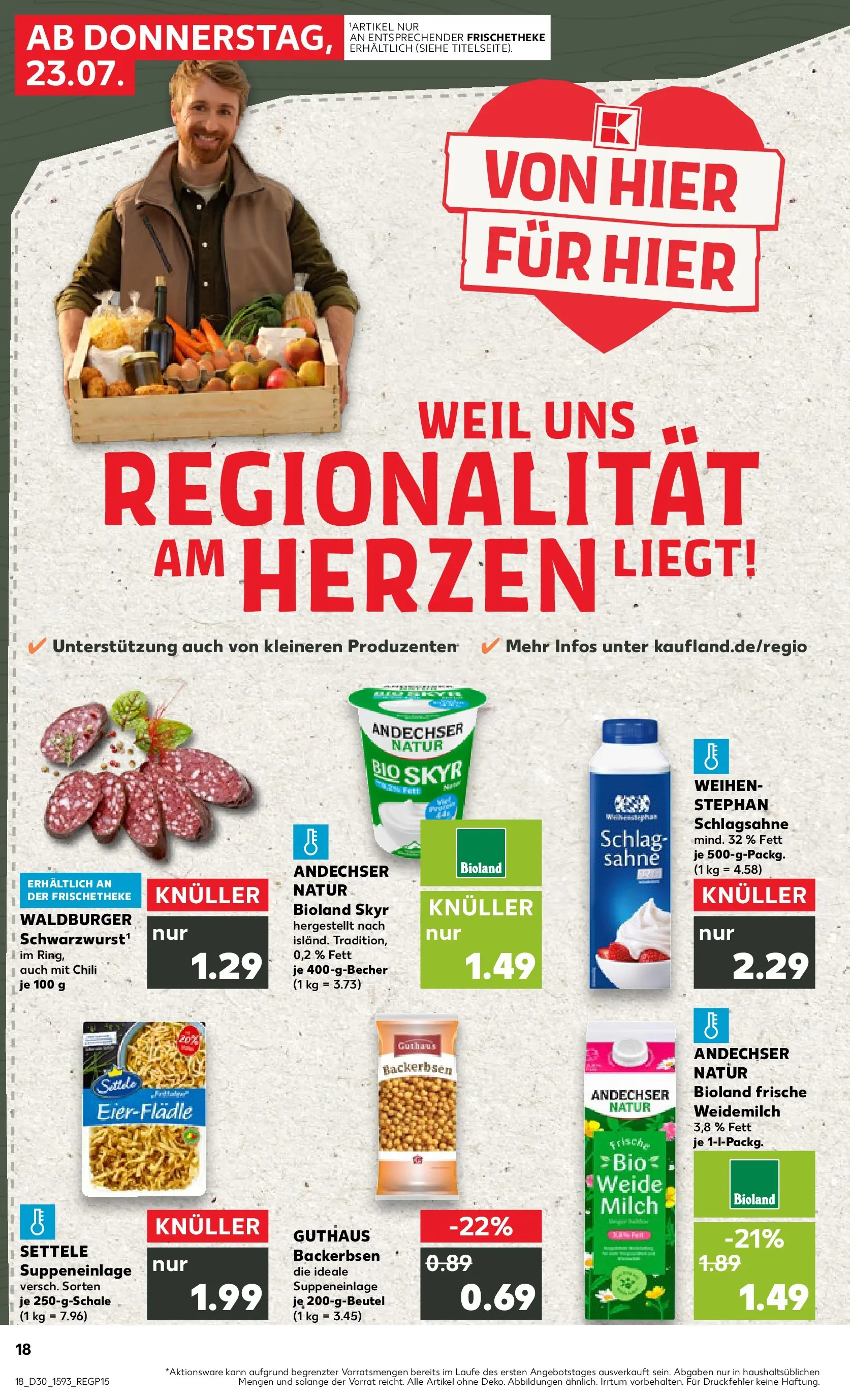Prospekt Kaufland ab 20.07.2026 » Angebote Online zum Blättern | Seite: 23 | Produkte: Schlagsahne, Milch, Skyr, Sahne
