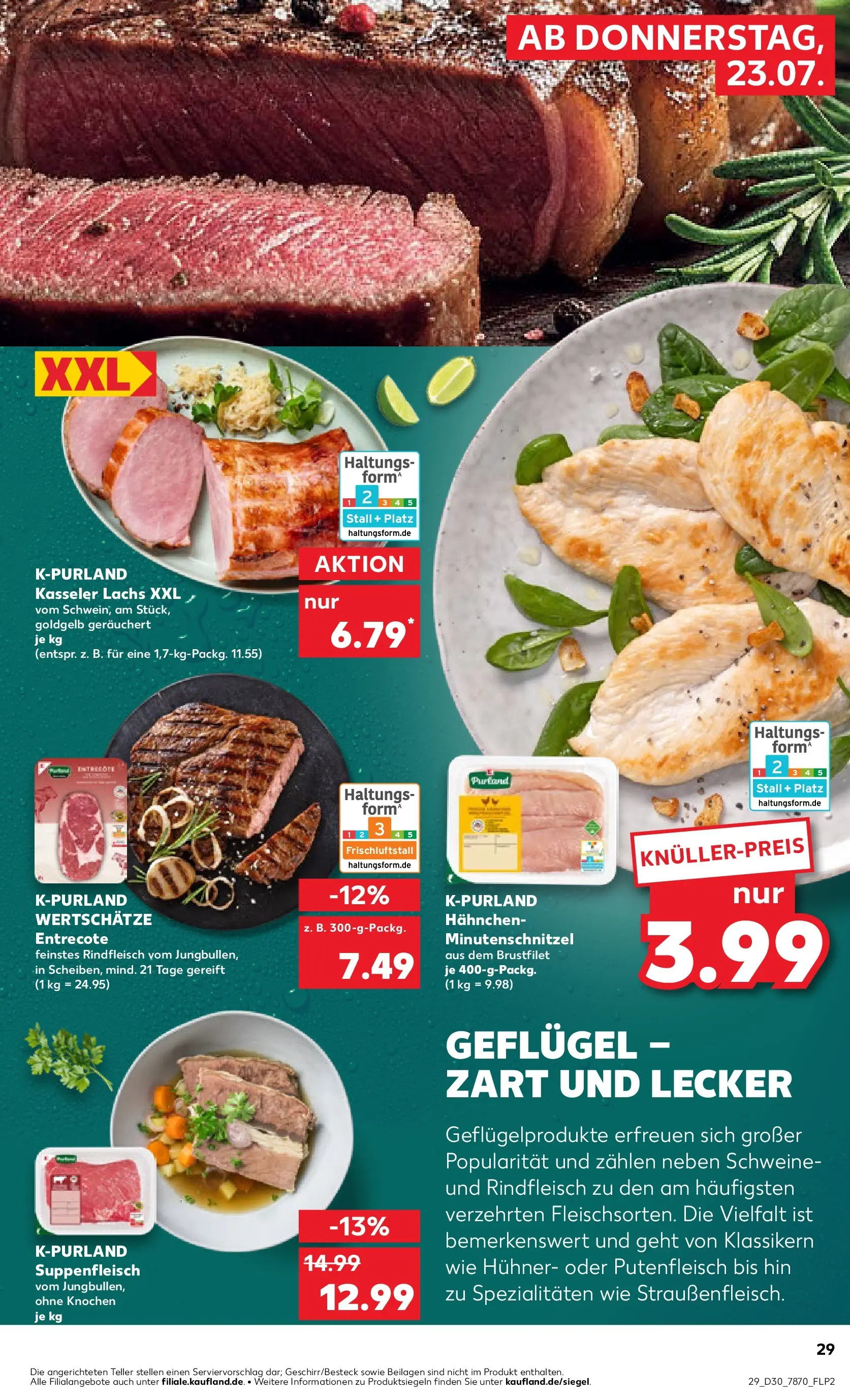 Prospekt Kaufland ab 20.07.2026 » Angebote Online zum Blättern | Seite: 34 | Produkte: Hahnchen, Entrecote, Lachs, Rindfleisch
