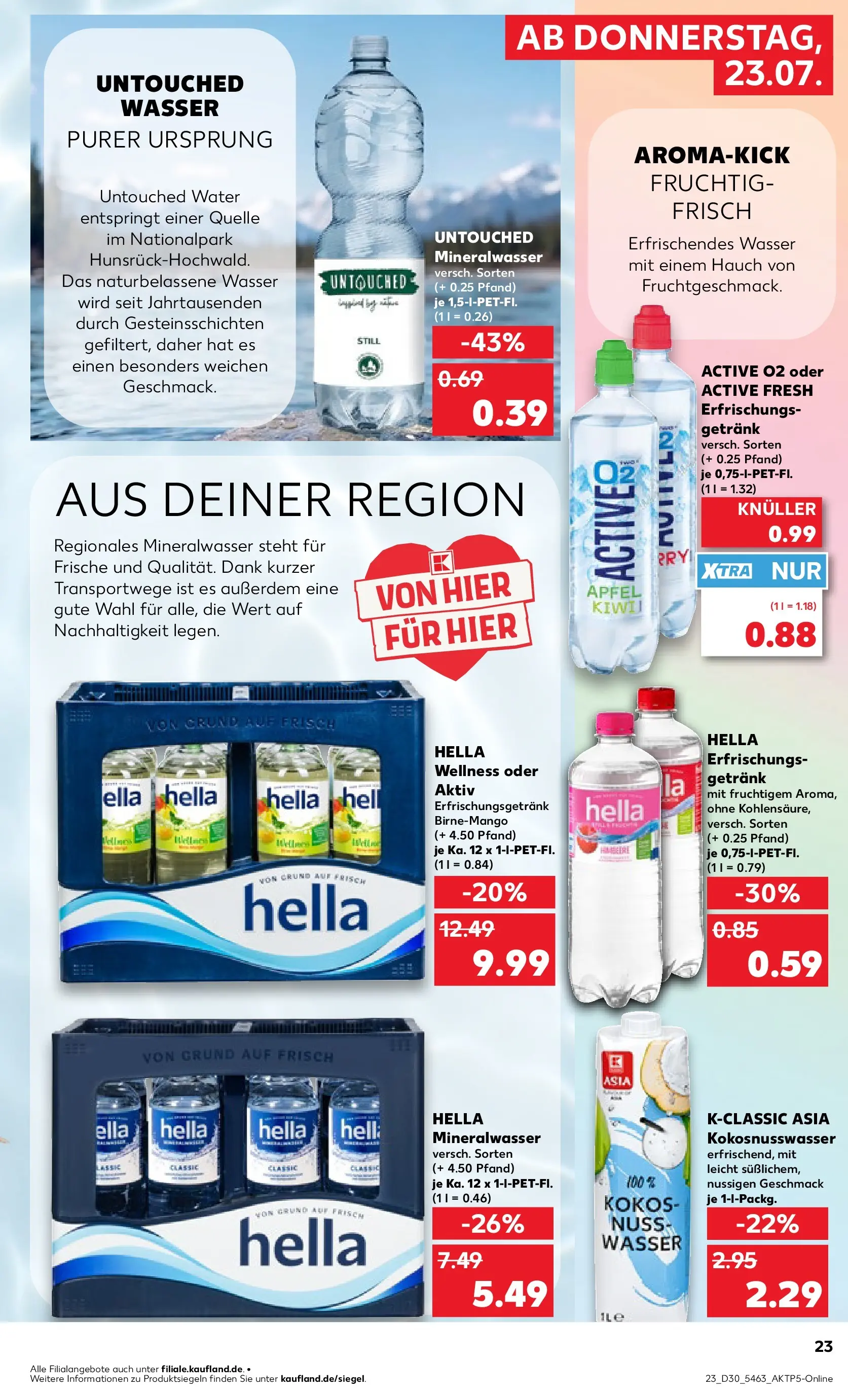 Prospekt Kaufland ab 23.07.2026 » Angebote Online zum Blättern | Seite: 23 | Produkte: Äpfel, Mineralwasser, Wasser, Hella