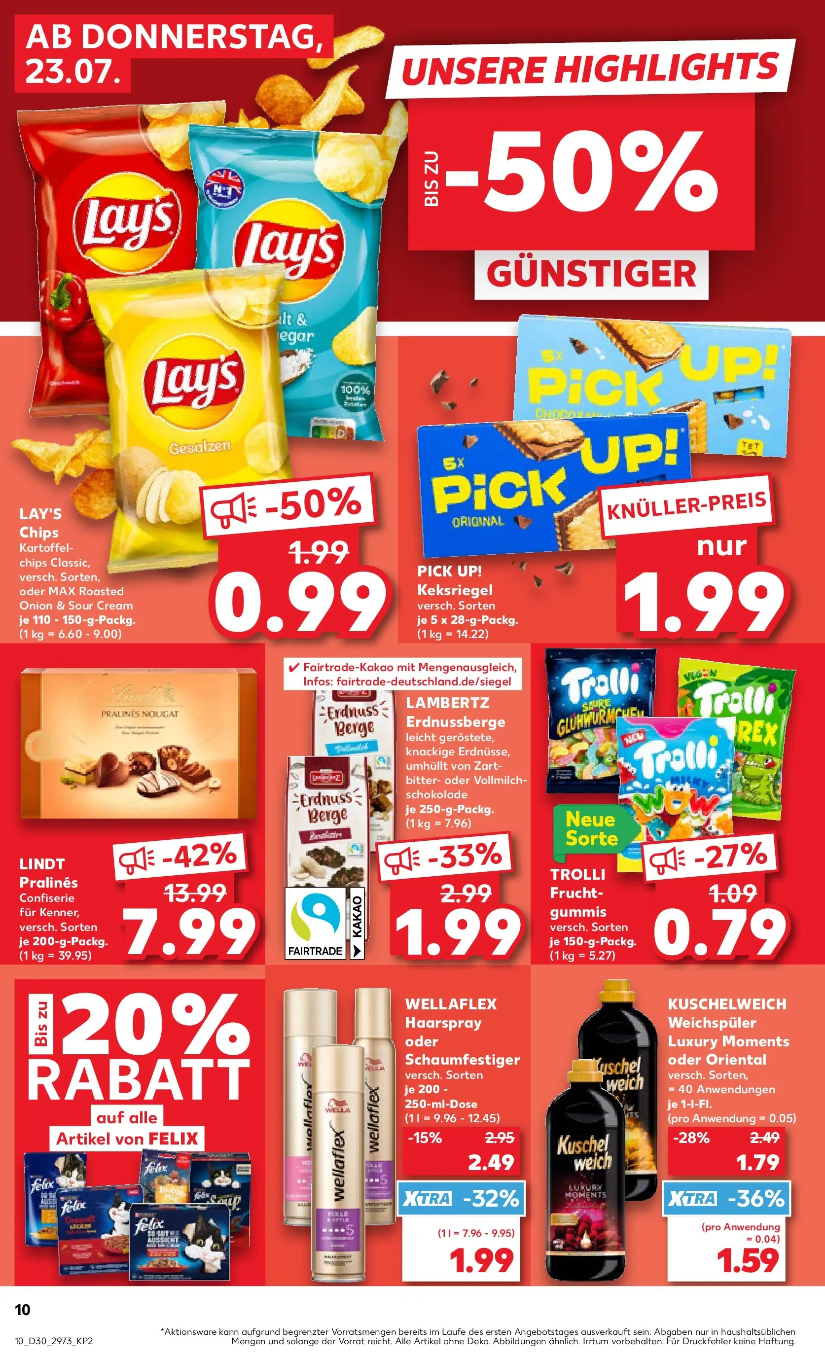 Prospekt Kaufland ab 20.07.2026 » Angebote Online zum Blättern | Seite: 19 | Produkte: Schokolade, Kuschelweich, Weichspüler, Chips