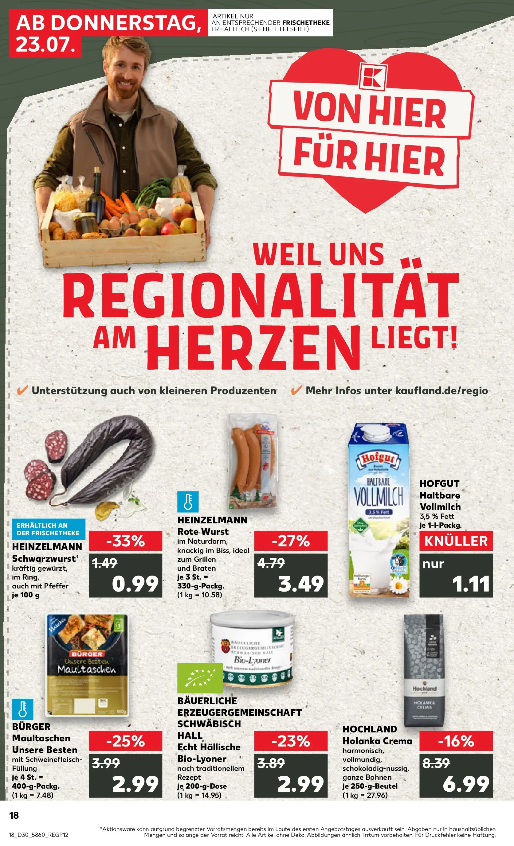 Prospekt Kaufland ab 23.07.2026 » Angebote Online zum Blättern | Seite: 18 | Produkte: Burger, Pfeffer, Wurst, Schweinefleisch