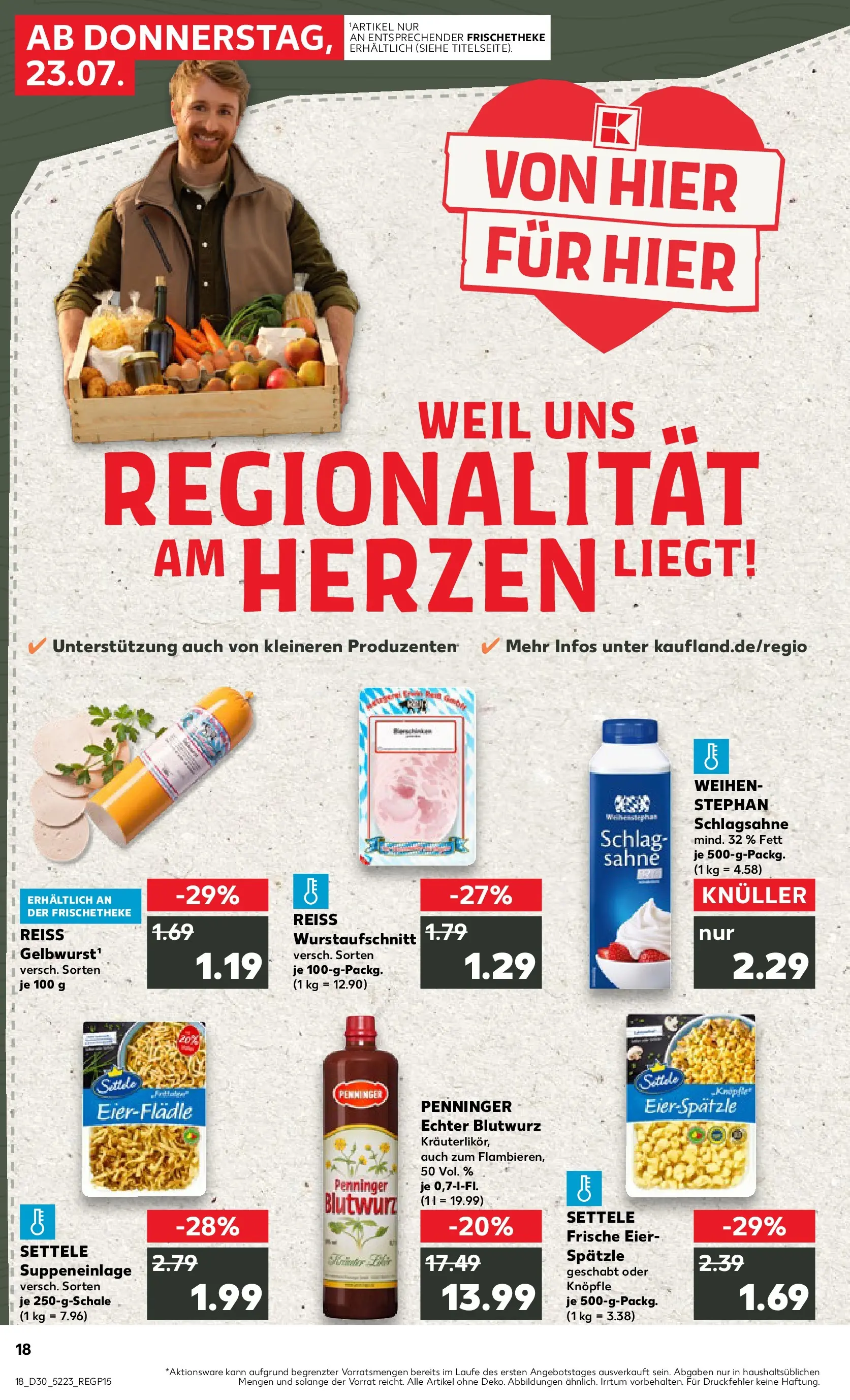Prospekt Kaufland ab 23.07.2026 » Angebote Online zum Blättern | Seite: 18 | Produkte: Schlagsahne, Eier, Sahne