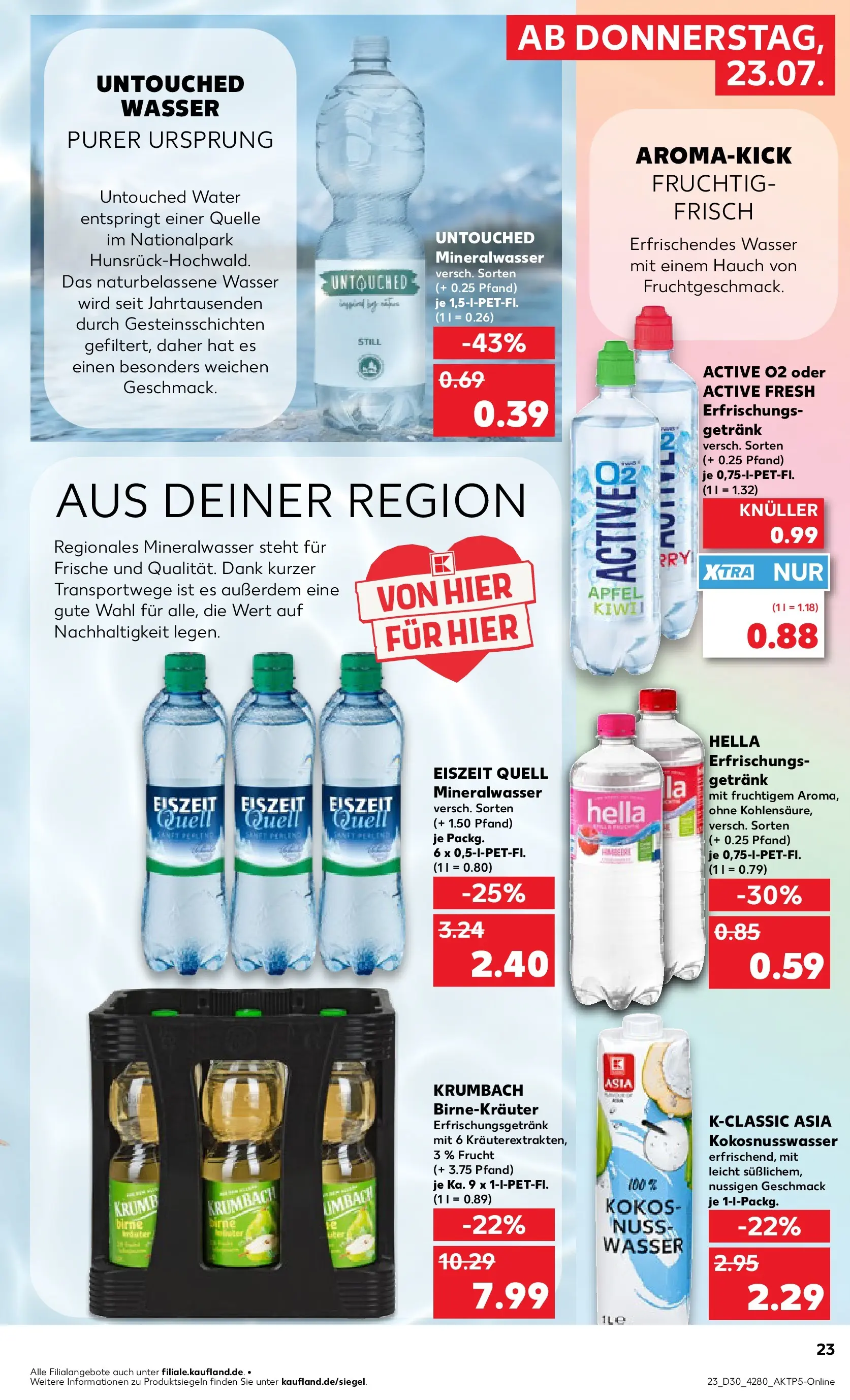 Prospekt Kaufland ab 23.07.2026 » Angebote Online zum Blättern | Seite: 23 | Produkte: Äpfel, Mineralwasser, Wasser, Hella