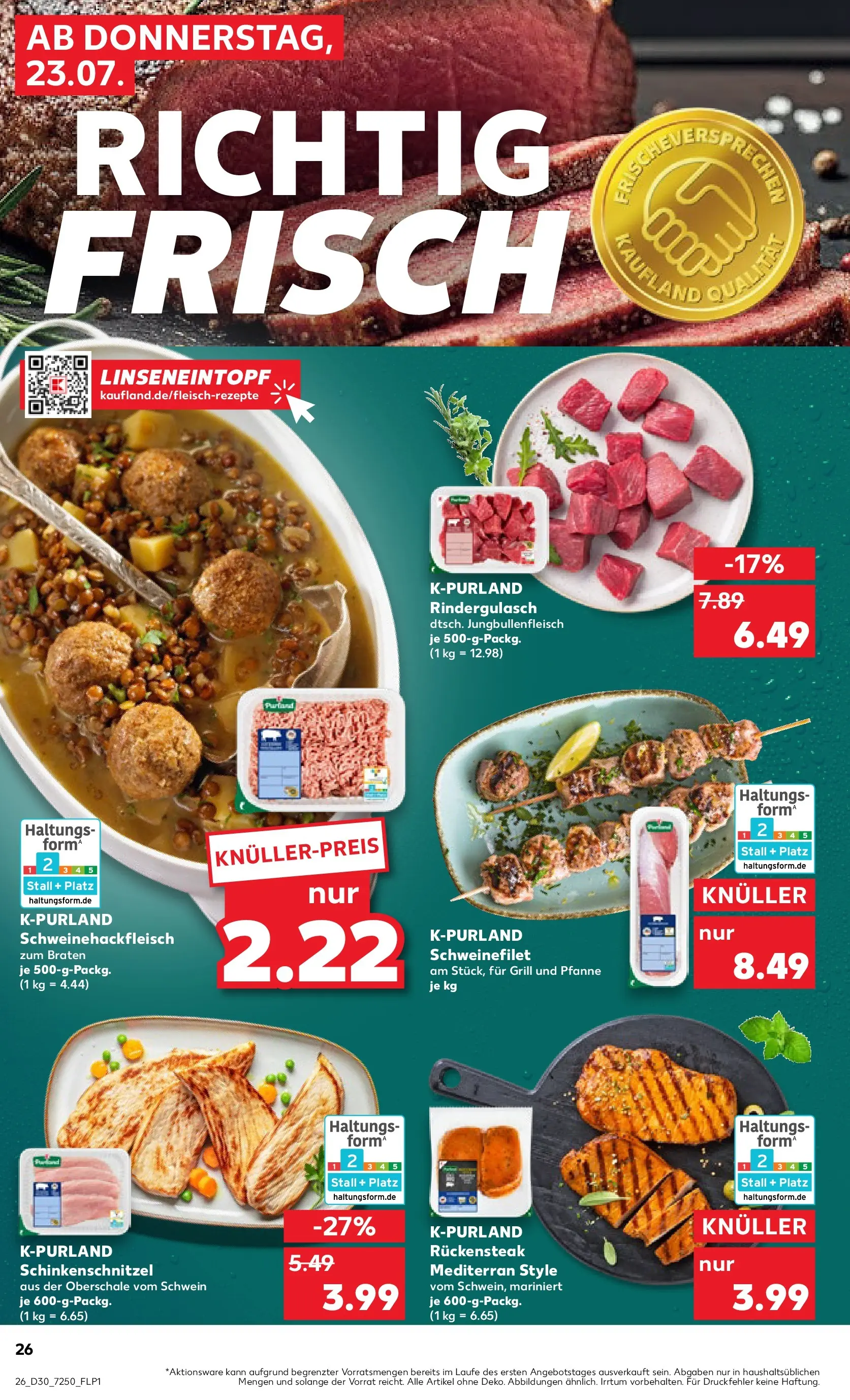 Prospekt Kaufland ab 23.07.2026 » Angebote Online zum Blättern | Seite: 26 | Produkte: Grill, Rindergulasch, Schweinefilet