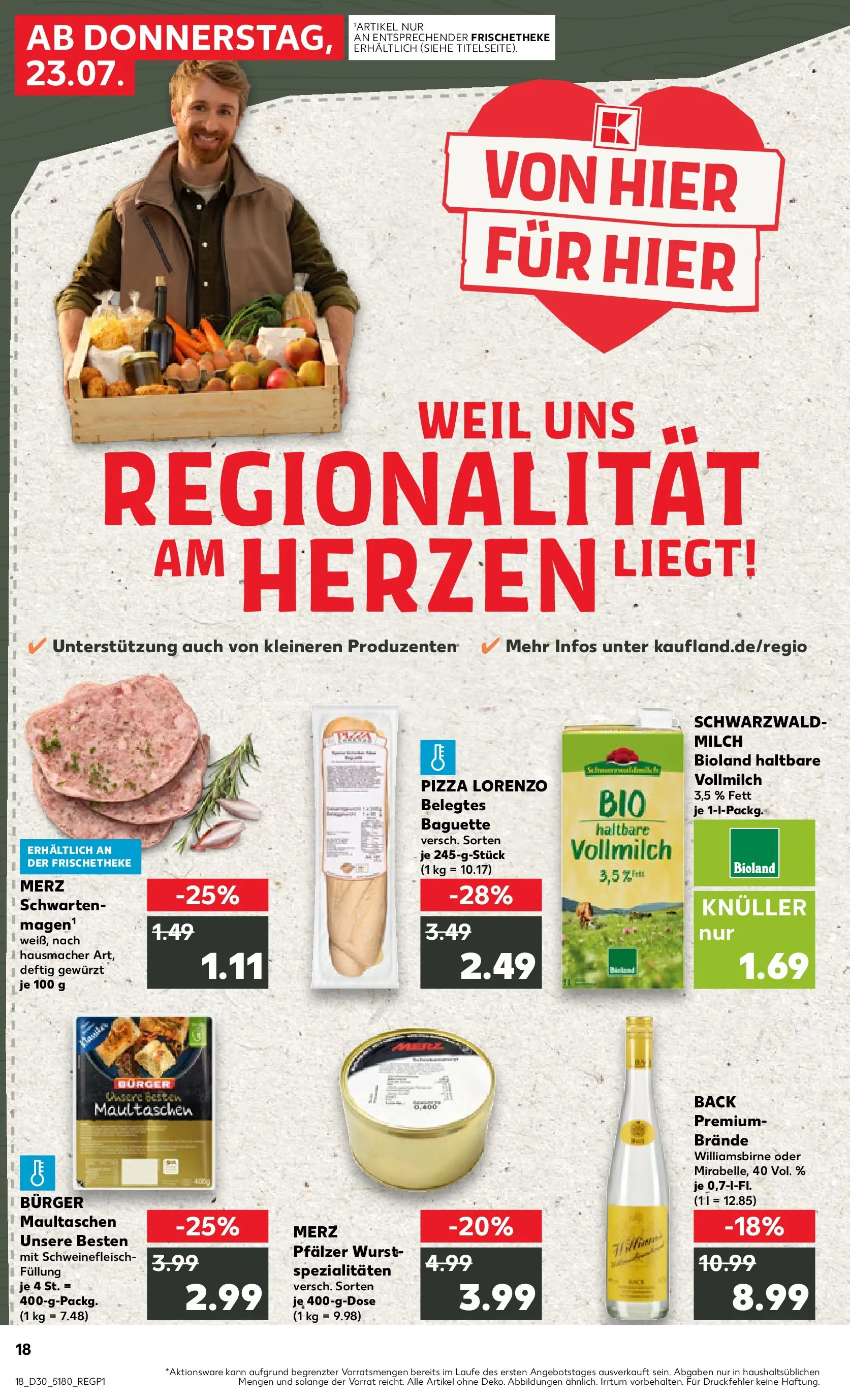 Prospekt Kaufland ab 20.07.2026 » Angebote Online zum Blättern | Seite: 23 | Produkte: Burger, Baguette, Wurst, Maultaschen