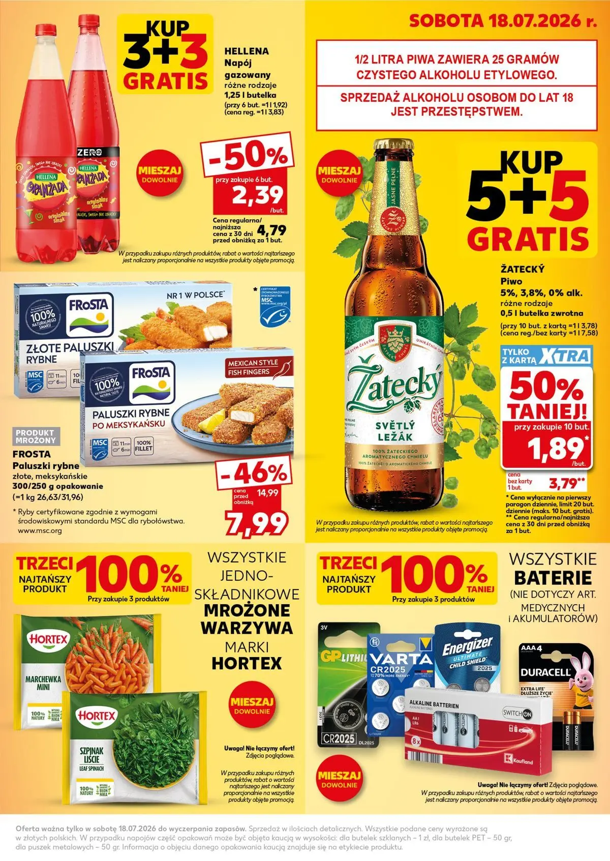 Kaufland gazetka - Super Sobota od 18.07.2026 - od jutra PDF | Strona: 3 | Produkty: Baterie, Paluszki rybne, Ryby, Warzywa