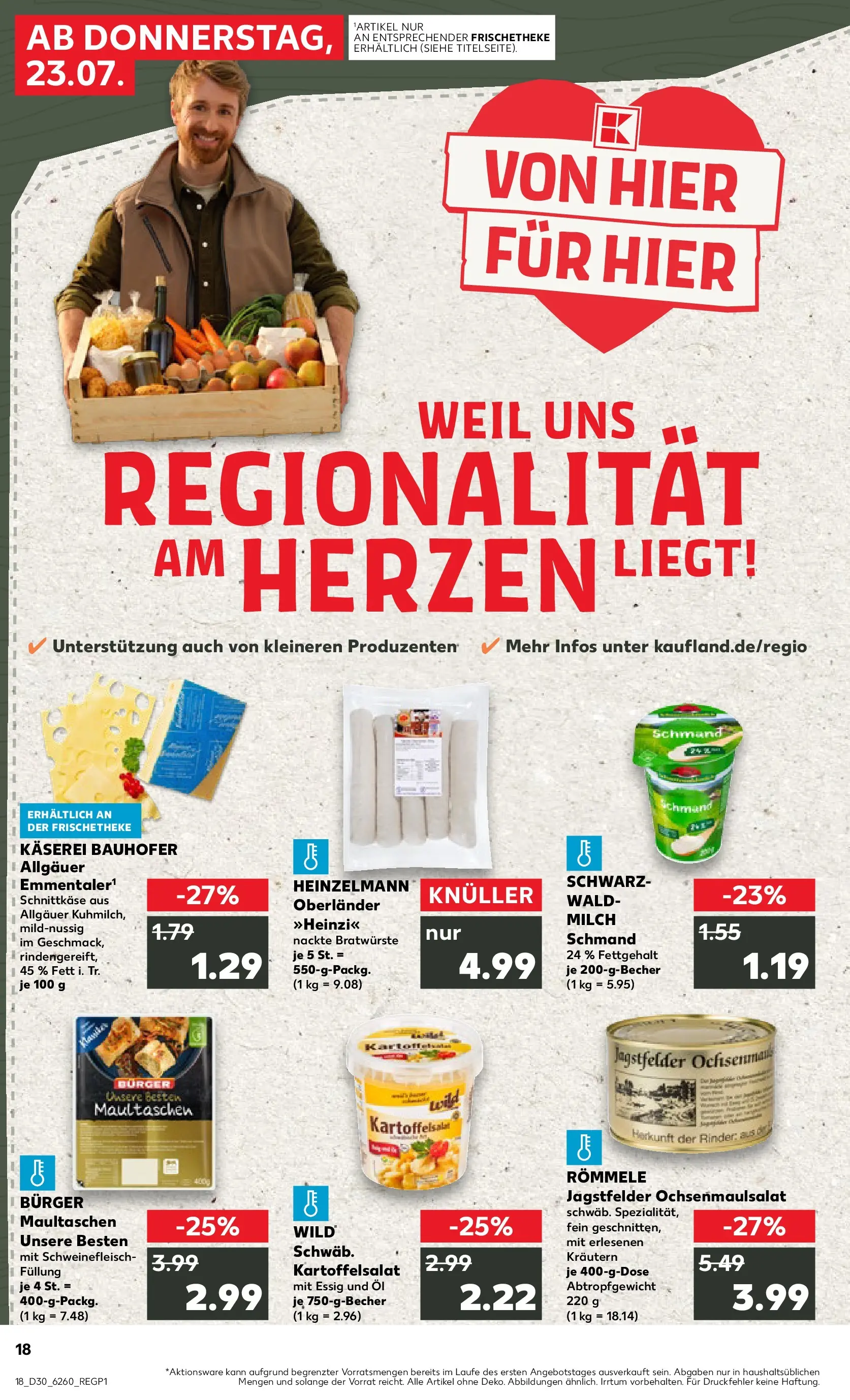 Prospekt Kaufland ab 20.07.2026 » Angebote Online zum Blättern | Seite: 23 | Produkte: Milch, Essig, Burger, Schweinefleisch