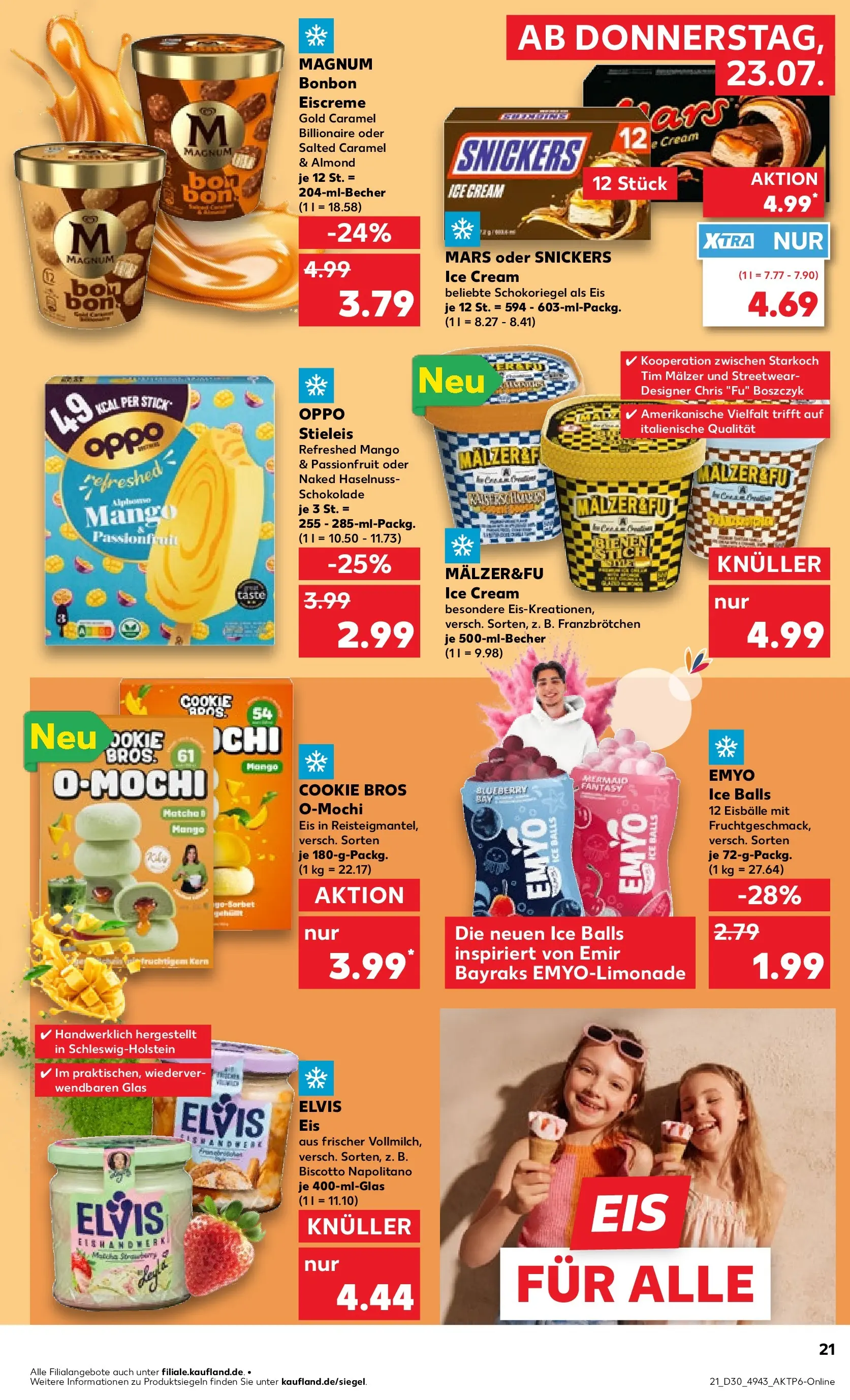 Prospekt Kaufland ab 23.07.2026 » Angebote Online zum Blättern | Seite: 25 | Produkte: Schokolade, Eiscreme, Snickers, Mango