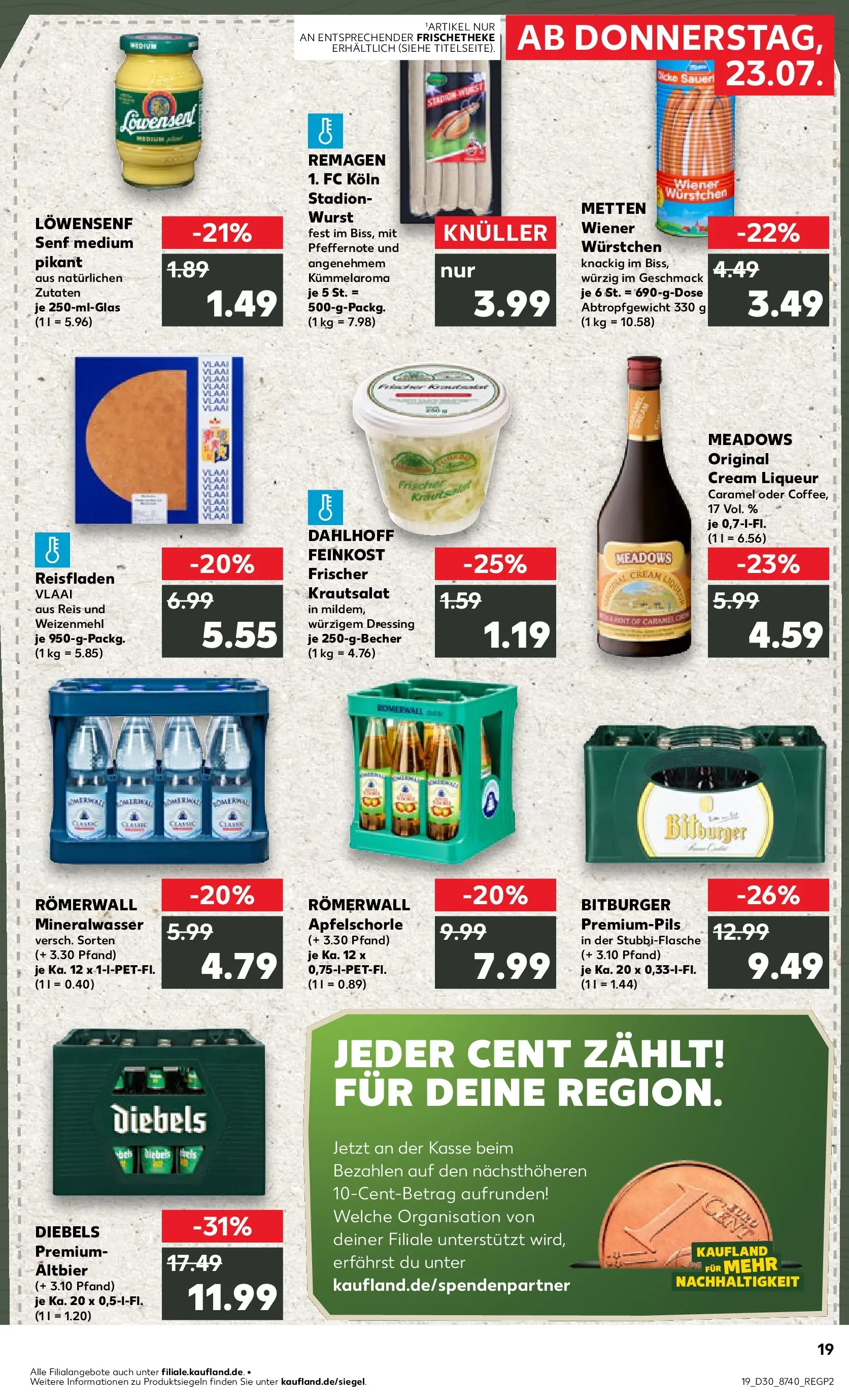 Prospekt Kaufland ab 23.07.2026 » Angebote Online zum Blättern | Seite: 19 | Produkte: Dressing, Weizenmehl, Wurst, Reis