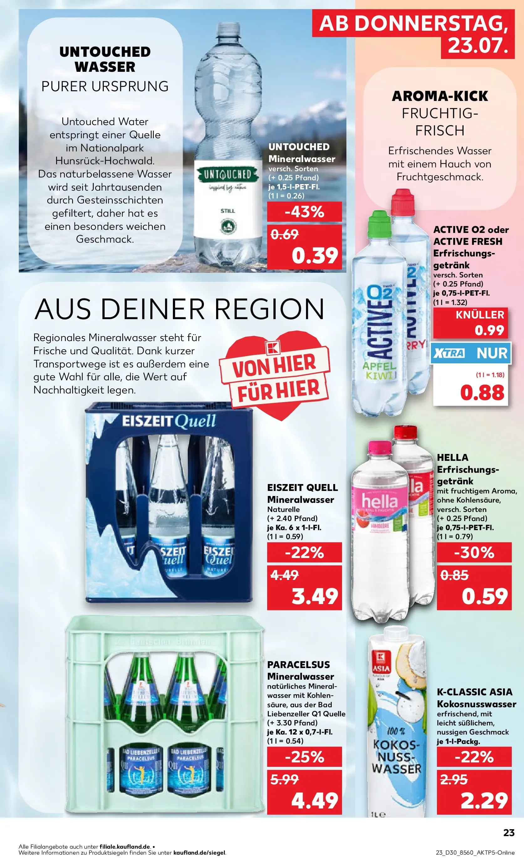 Prospekt Kaufland ab 23.07.2026 » Angebote Online zum Blättern | Seite: 23 | Produkte: Bad, Äpfel, Mineralwasser, Wasser