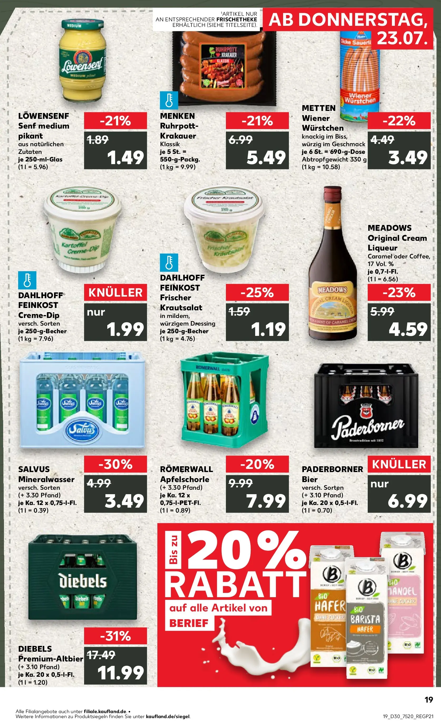Prospekt Kaufland ab 20.07.2026 ยป Angebote und Werbung Online | Seite: 28 | Produkte: Wiener wurstchen, Bier, Dressing, Mineralwasser Prospekt Kaufland ab 20.07.2026 ยป Angebote Online zum Blรคttern | Seite: 28 | Produkte: Wiener wurstchen, Bier, Dressing, Mineralwasser