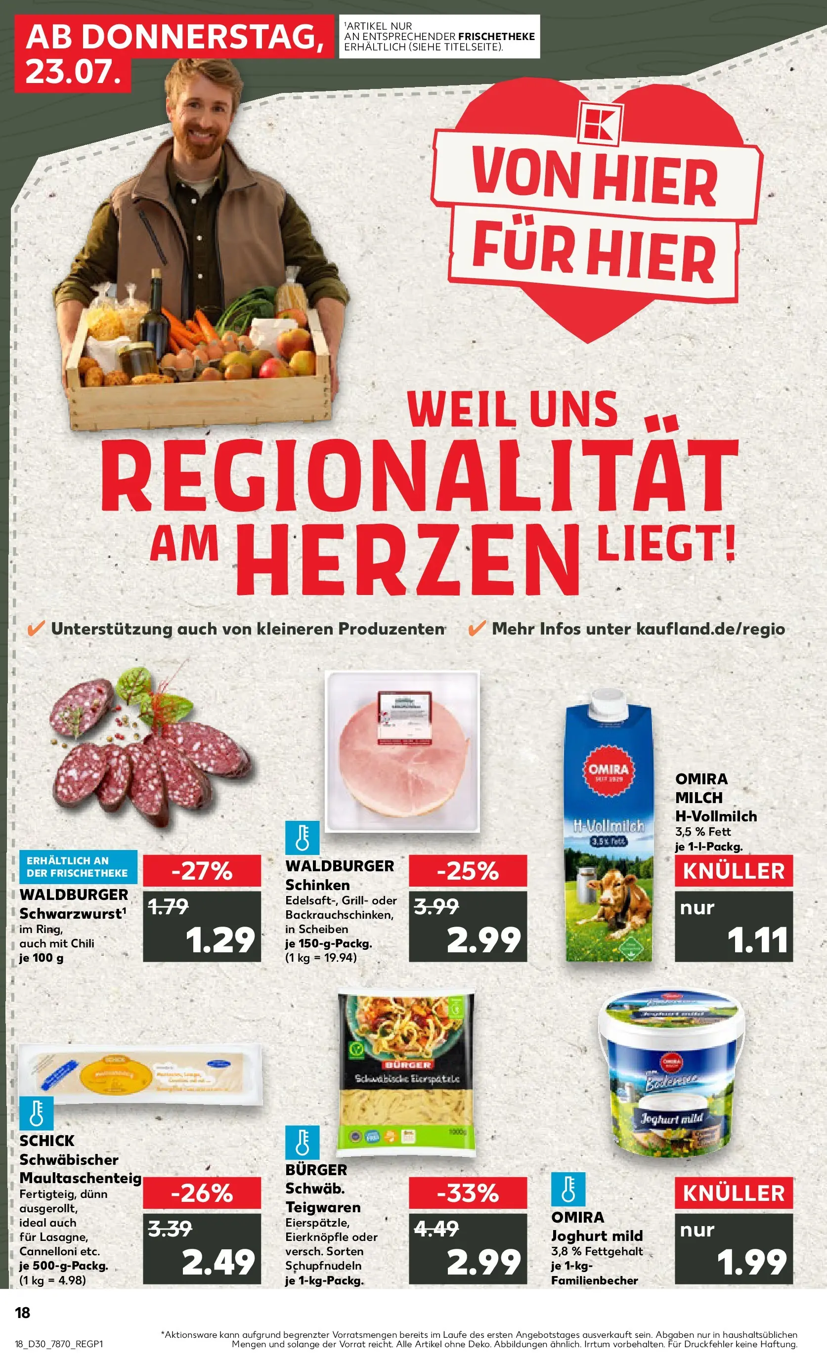 Prospekt Kaufland ab 20.07.2026 » Angebote Online zum Blättern | Seite: 23 | Produkte: Milch, Joghurt, Burger, Schinken