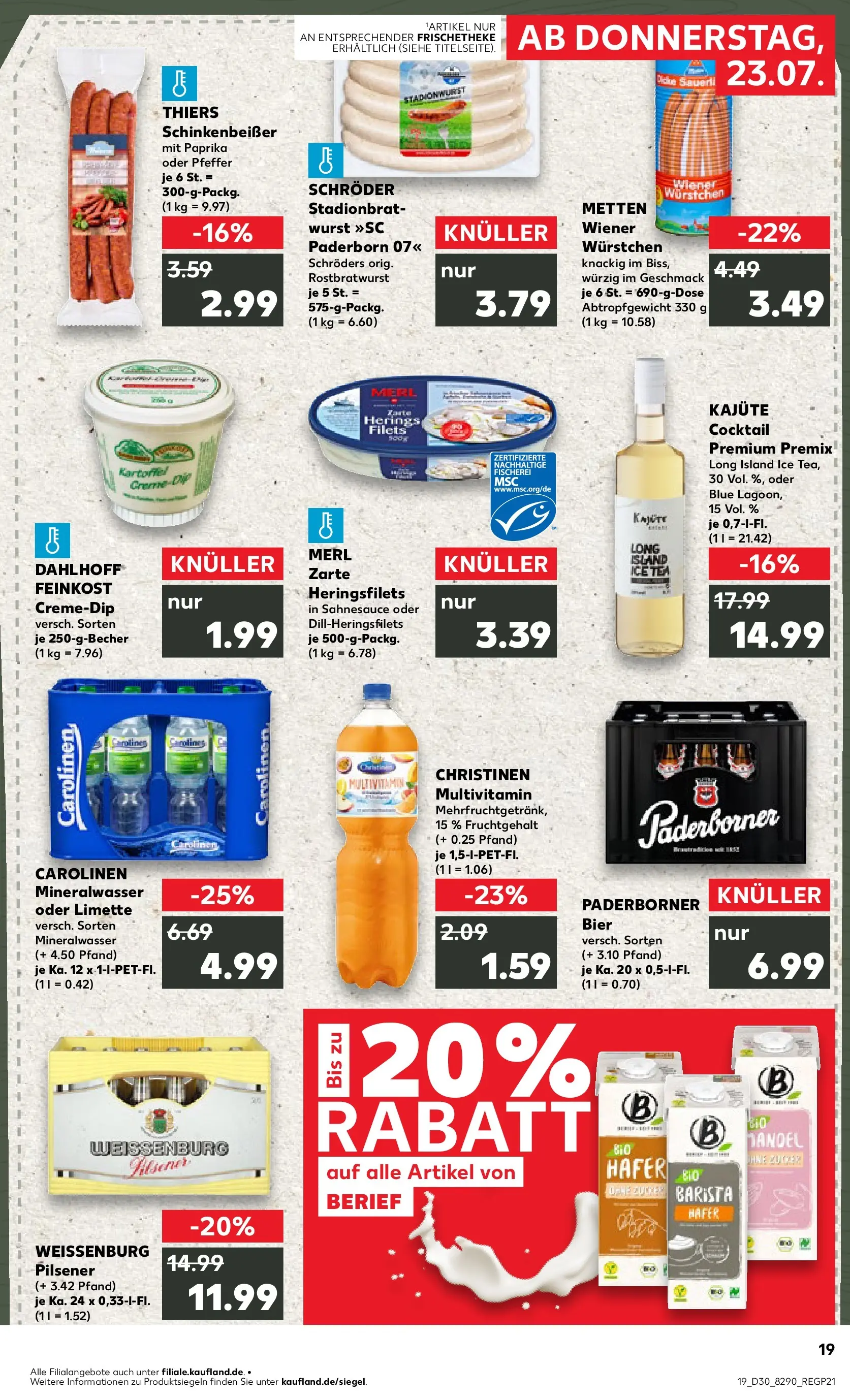 Prospekt Kaufland ab 23.07.2026 » Angebote Online zum Blättern | Seite: 19 | Produkte: Wiener wurstchen, Mineralwasser, Paprika, Limette