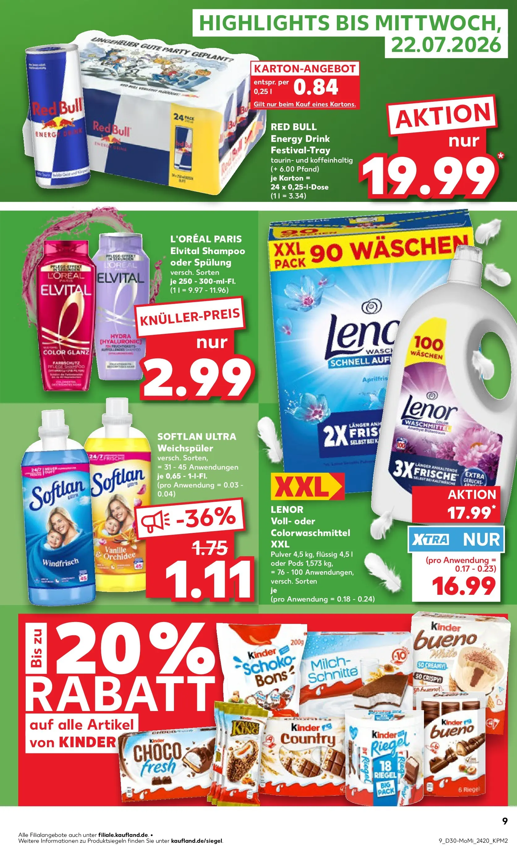 Prospekt Kaufland ab 20.07.2026 ยป Angebote und Werbung Online | Seite: 9 | Produkte: Energy, Tรผr, Kinder bueno, Kinder country Prospekt Kaufland ab 20.07.2026 ยป Angebote Online zum Blรคttern | Seite: 9 | Produkte: Energy, Tรผr, Kinder bueno, Kinder country
