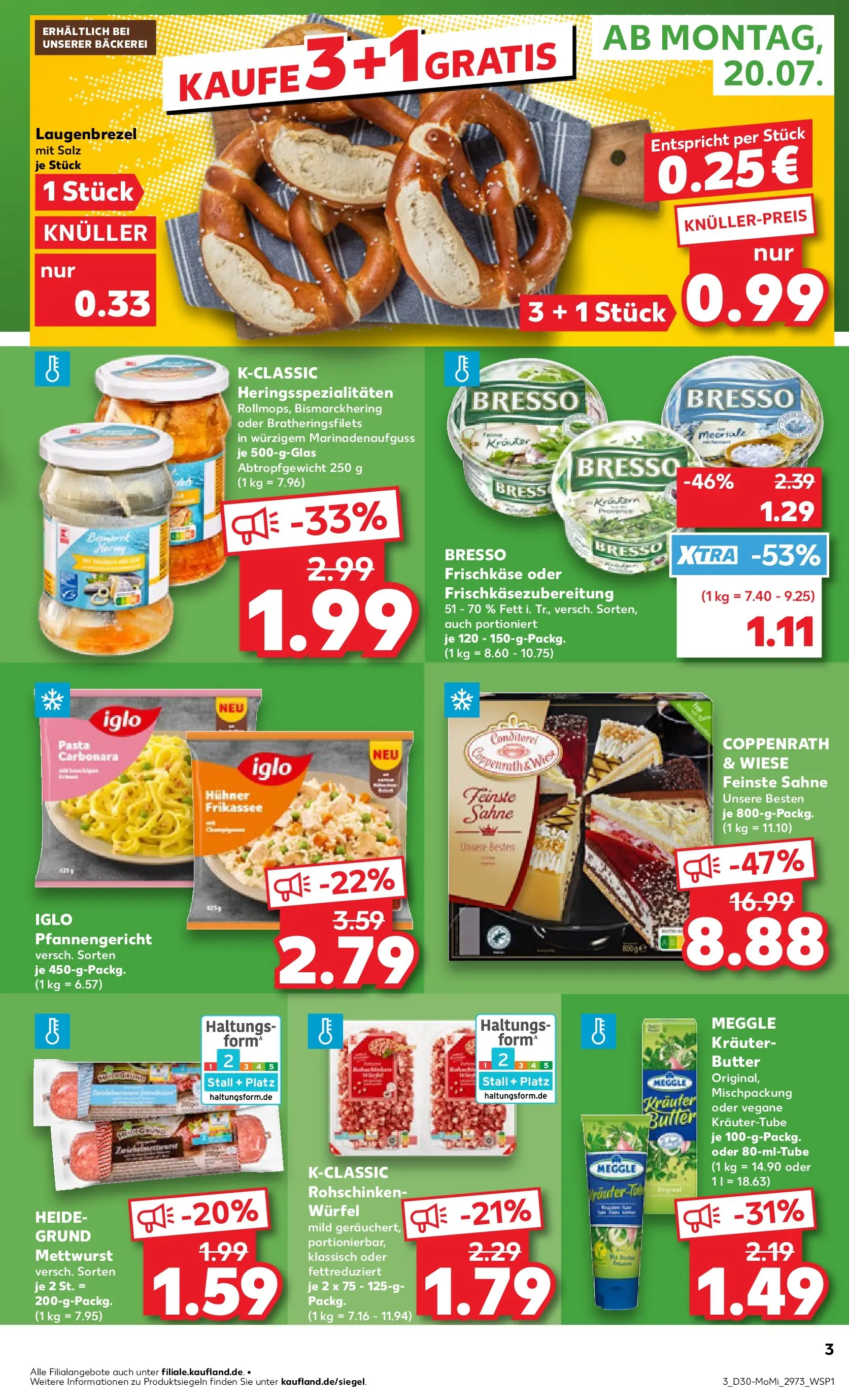 Prospekt Kaufland ab 20.07.2026 » Angebote Online zum Blättern | Seite: 3 | Produkte: Bäckerei, Salz, Sahne, Frischkase