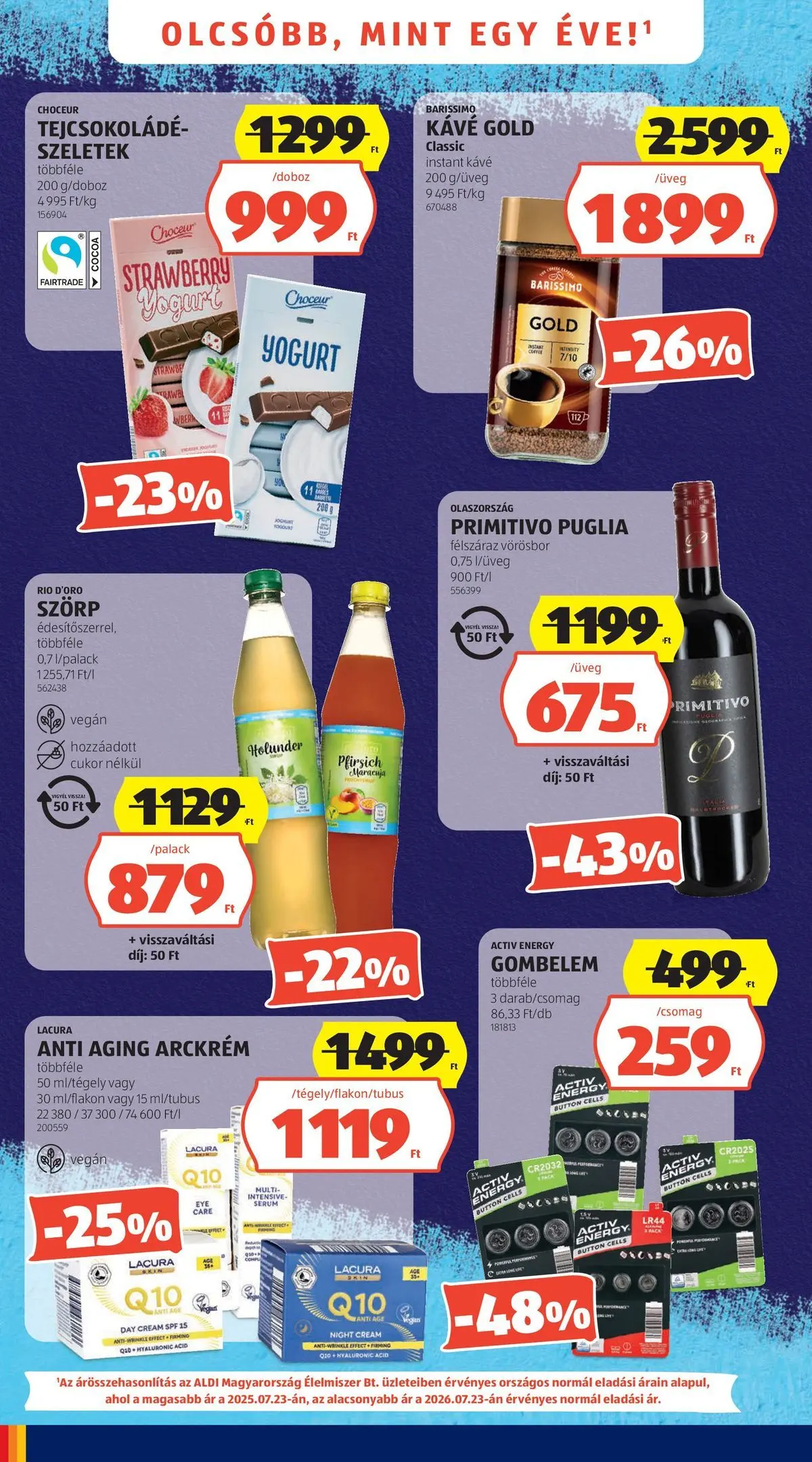 Aldi aktuális akciós újság - 2026.07.23. -tól/töl > akció, lapozható szórólap 🛍️ | Oldal: 4 | Termékek: Szörp, Tejcsokoládé, Vegán, Cukor