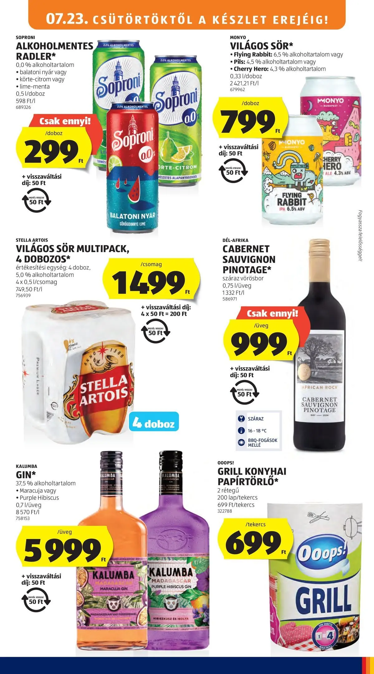 Aldi aktuális akciós újság - 2026.07.23. -tól/töl > akció, lapozható szórólap 🛍️ | Oldal: 13 | Termékek: Grill, Doboz, Sör, Vörösbor