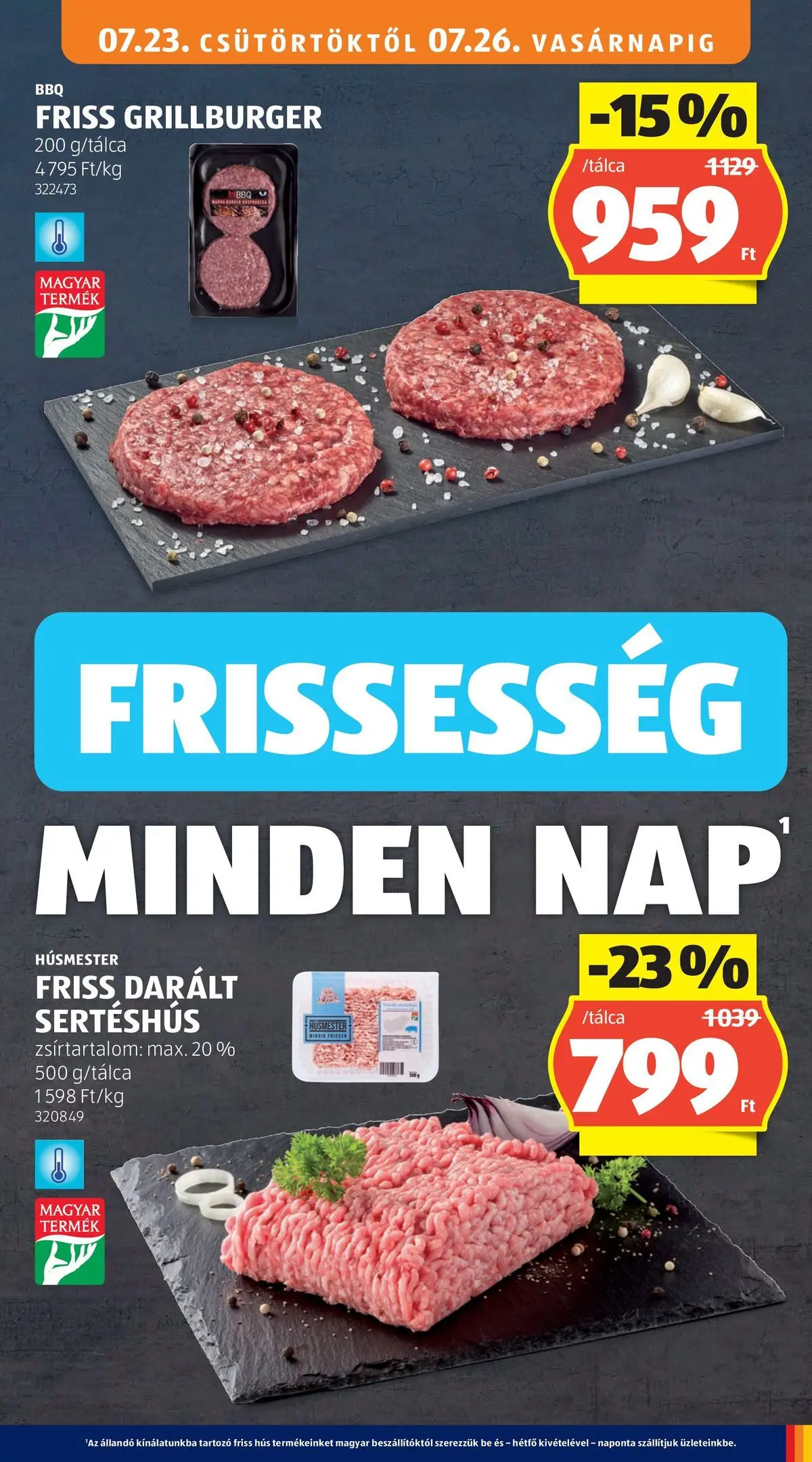 Aldi aktuális akciós újság - 2026.07.23. -tól/töl > akció, lapozható szórólap 🛍️ | Oldal: 19 | Termékek: Hús, Darált sertéshús, Sertéshús