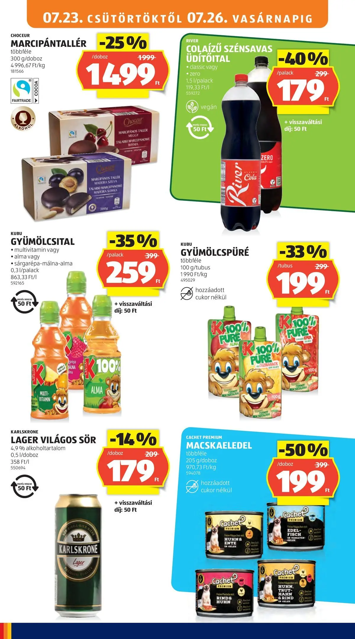 Aldi aktuális akciós újság - 2026.07.23. -tól/töl > akció, lapozható szórólap 🛍️ | Oldal: 20 | Termékek: Macskaeledel, Sör, Vegán, Cukor