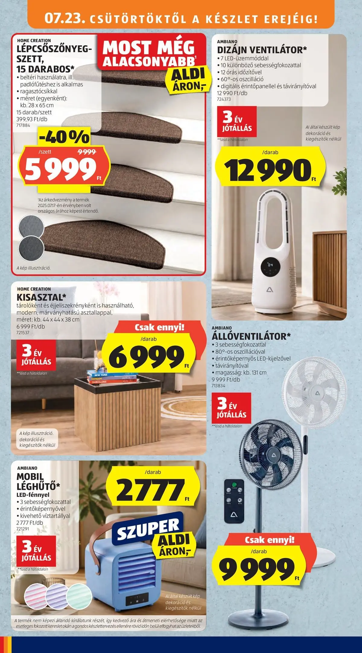 Aldi aktuális akciós újság - 2026.07.23. -tól/töl > akció, lapozható szórólap 🛍️ | Oldal: 40 | Termékek: Lépcsőszőnyeg, Dekoráció