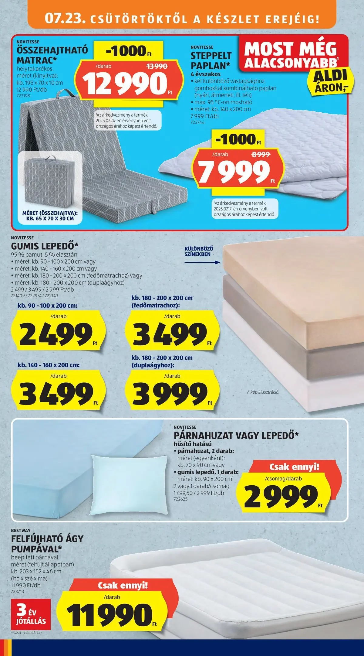 Aldi aktuális akciós újság - 2026.07.23. -tól/töl > akció, lapozható szórólap 🛍️ | Oldal: 42 | Termékek: Párnahuzat, Paplan, Ágy