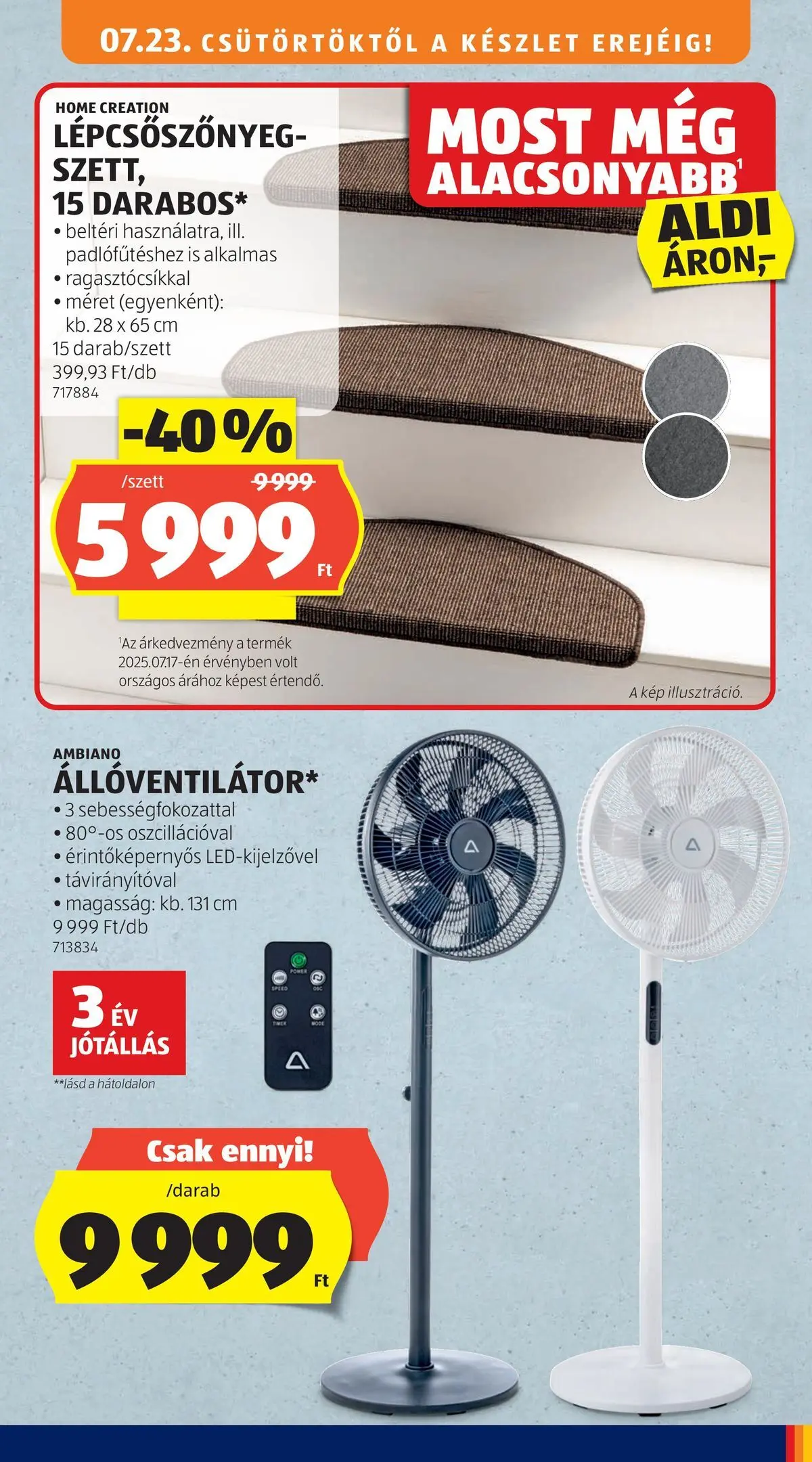 Aldi aktuális akciós újság - 2026.07.23. -tól/töl > akció, lapozható szórólap 🛍️ | Oldal: 43 | Termékek: Lépcsőszőnyeg