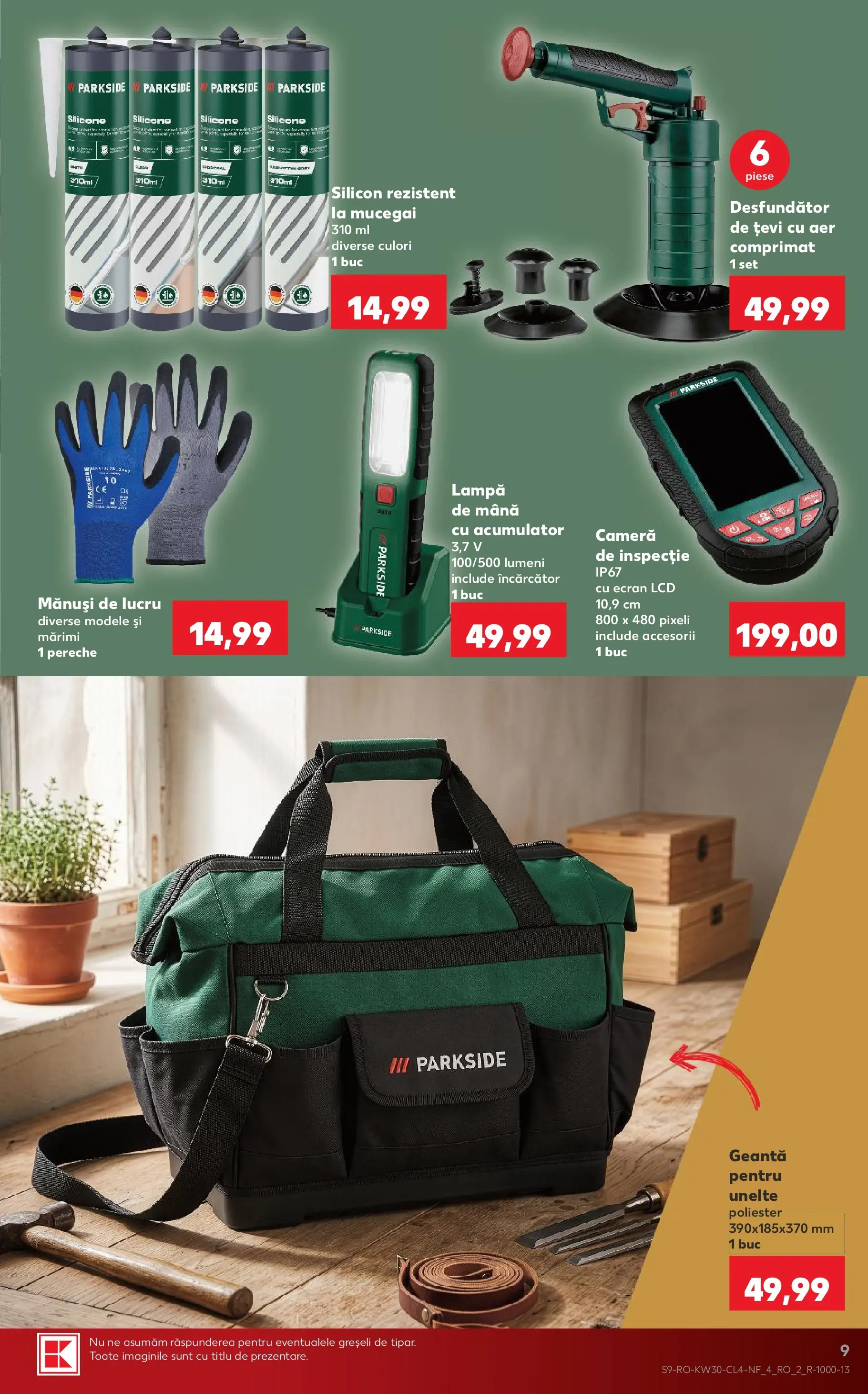 Kaufland Viseu de Sus 22.07.2026 - Revista si Oferta | Pagină: 9 | Produse: Cameră, Geantă, Mănuși de lucru, Lampă