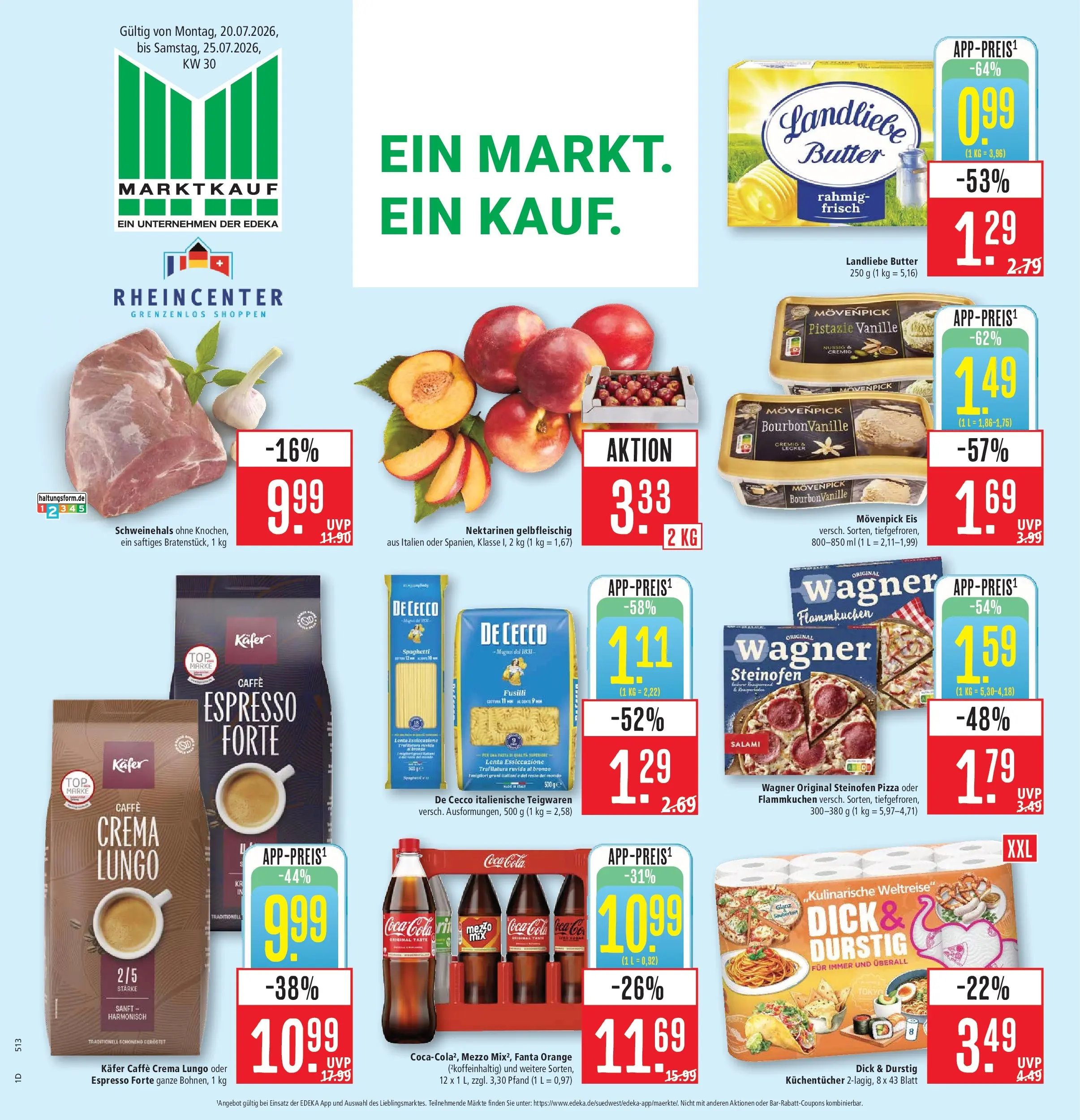 Marktkauf Prospekt Weil Am Rhein (ab 20.07.2026) » Angebote online | Seite: 1 | Produkte: Coca cola, Fanta, Movenpick eis, Salami