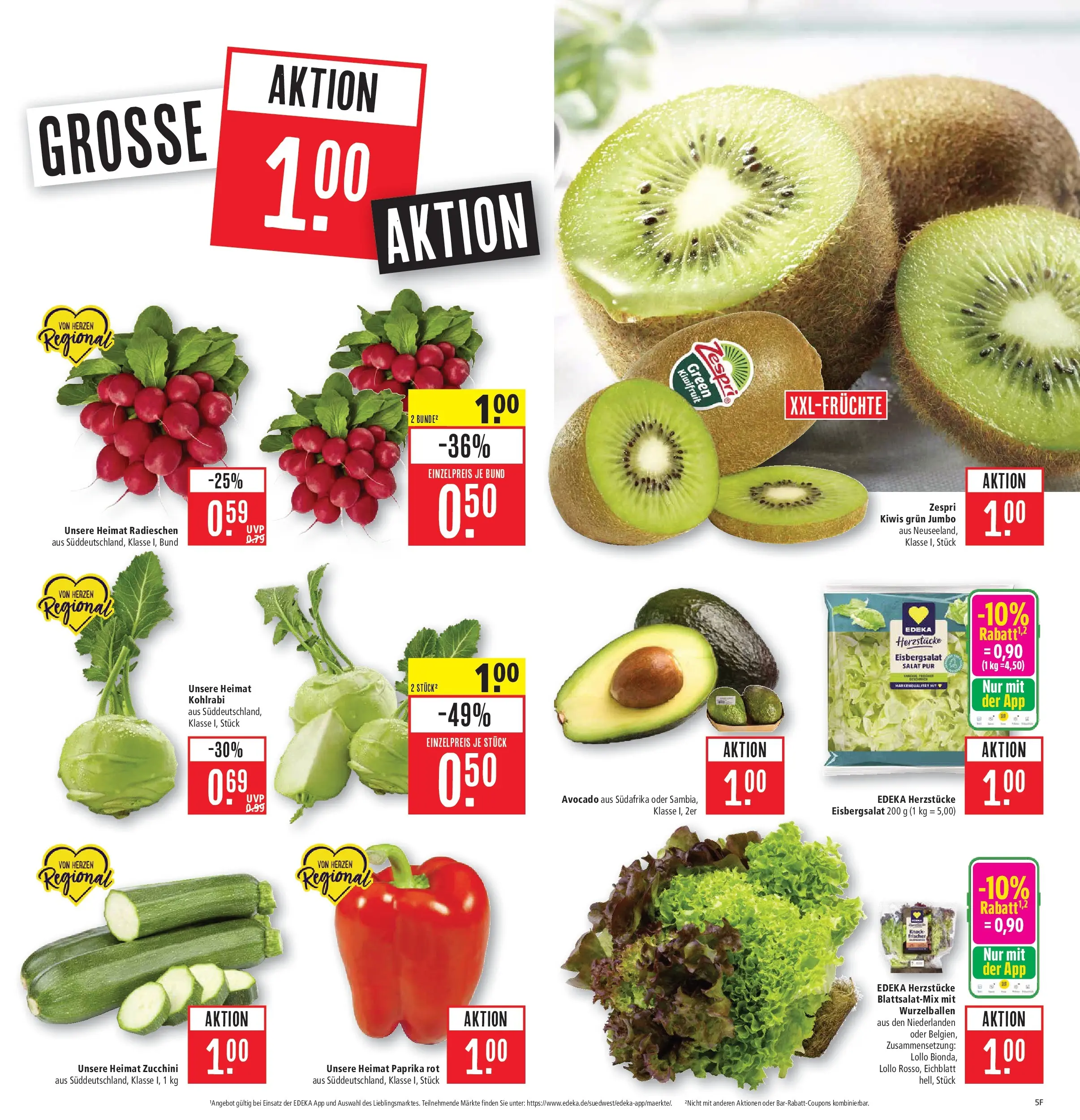 Marktkauf Prospekt Aschaffenburg (ab 20.07.2026) » Angebote online | Seite: 5 | Produkte: Paprika rot, Eisbergsalat, Zucchini, Salat