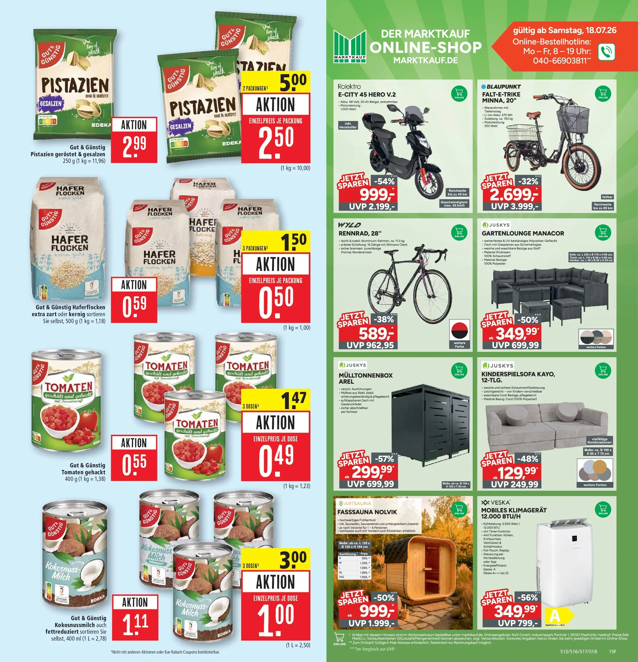 Marktkauf Prospekt Friedrichshafen (ab 20.07.2026) » Angebote online | Seite: 15 | Produkte: Hocker, Tisch, Pistazien, Klimagerät