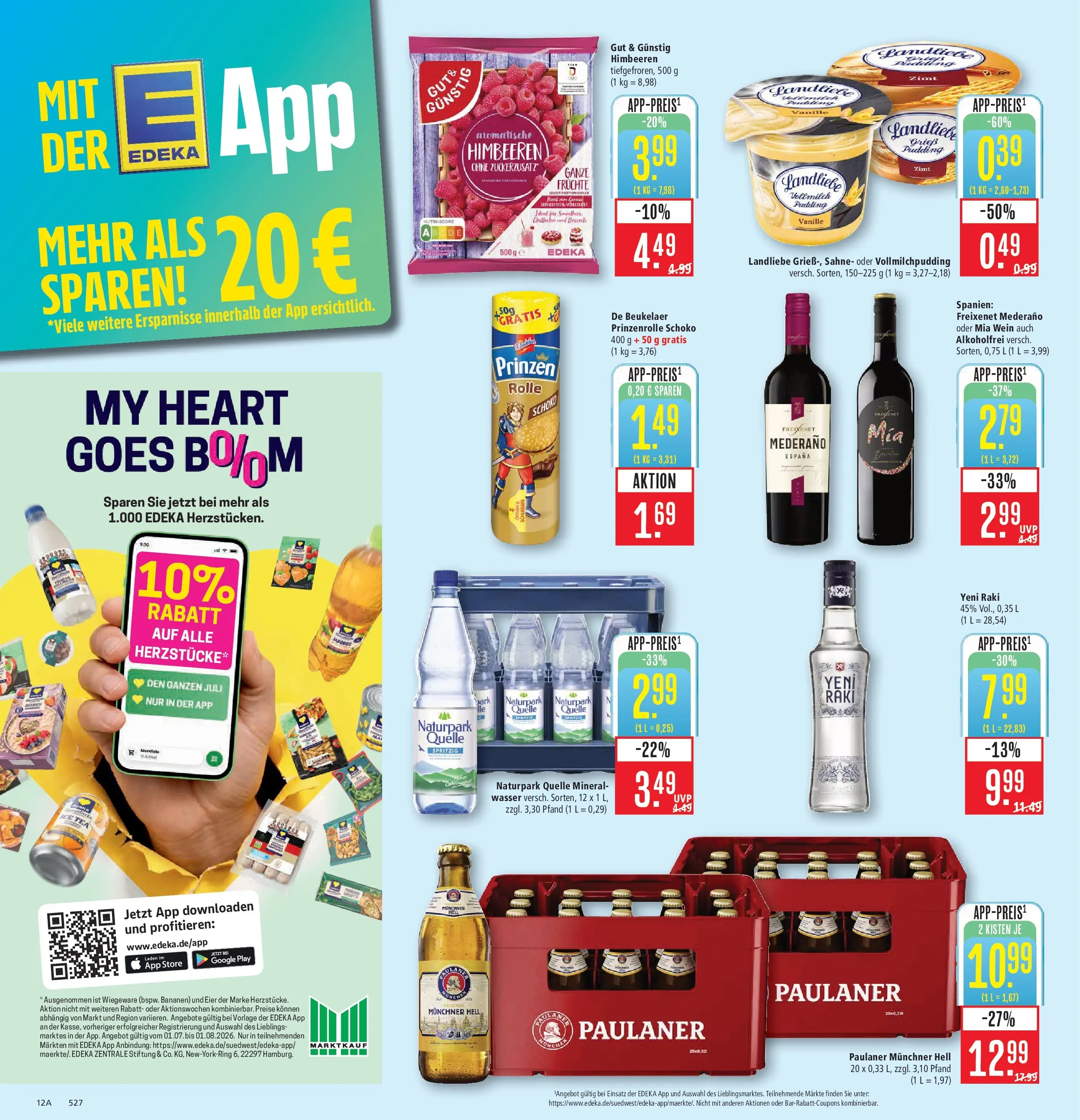 Marktkauf Prospekt Aschaffenburg (ab 20.07.2026) » Angebote online | Seite: 12 | Produkte: Himbeeren, Pudding, Sahne, Paulaner