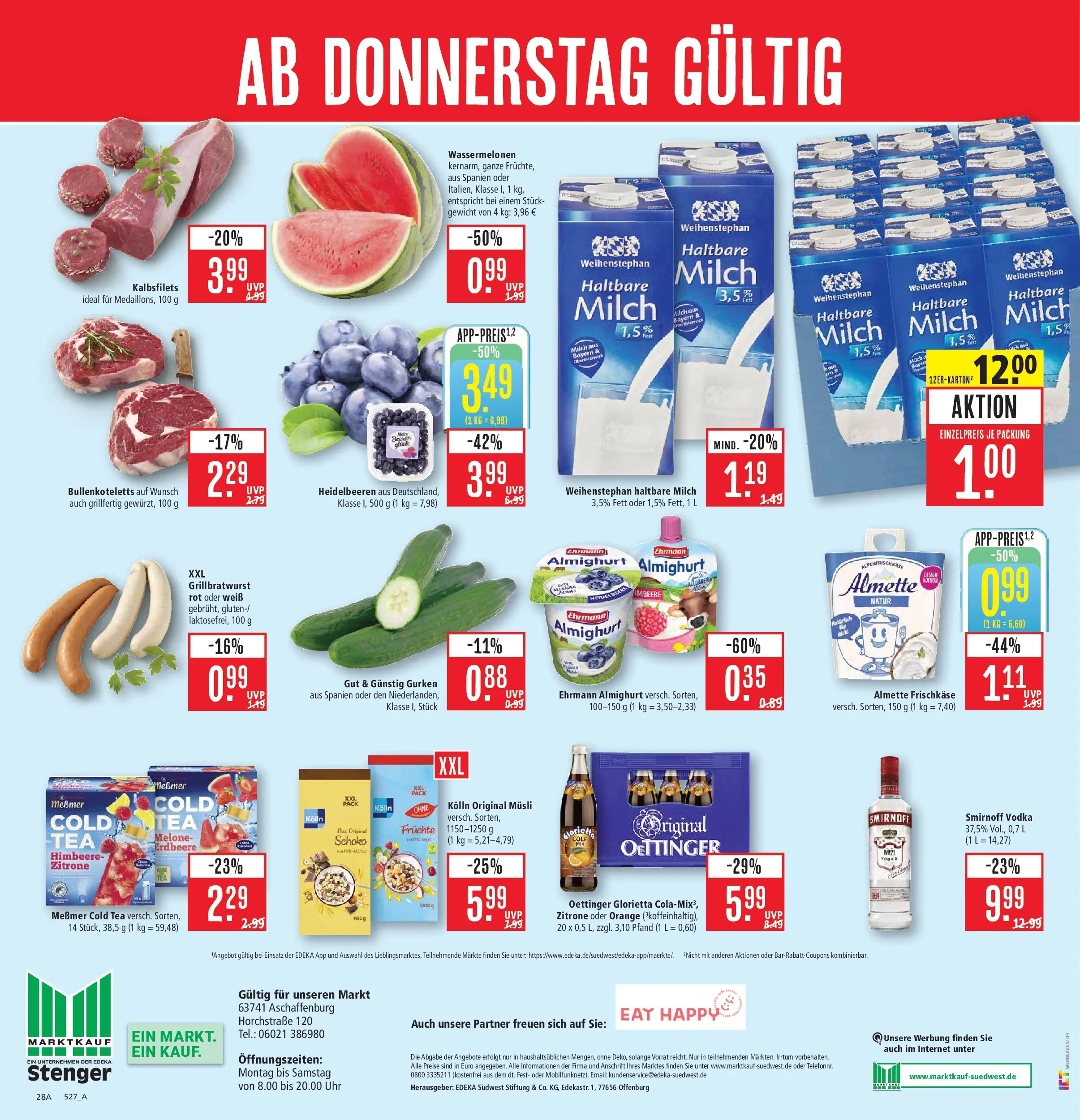 Marktkauf Prospekt Aschaffenburg (ab 20.07.2026) » Angebote online | Seite: 32 | Produkte: Milch, Smirnoff, Gurken, Uhr
