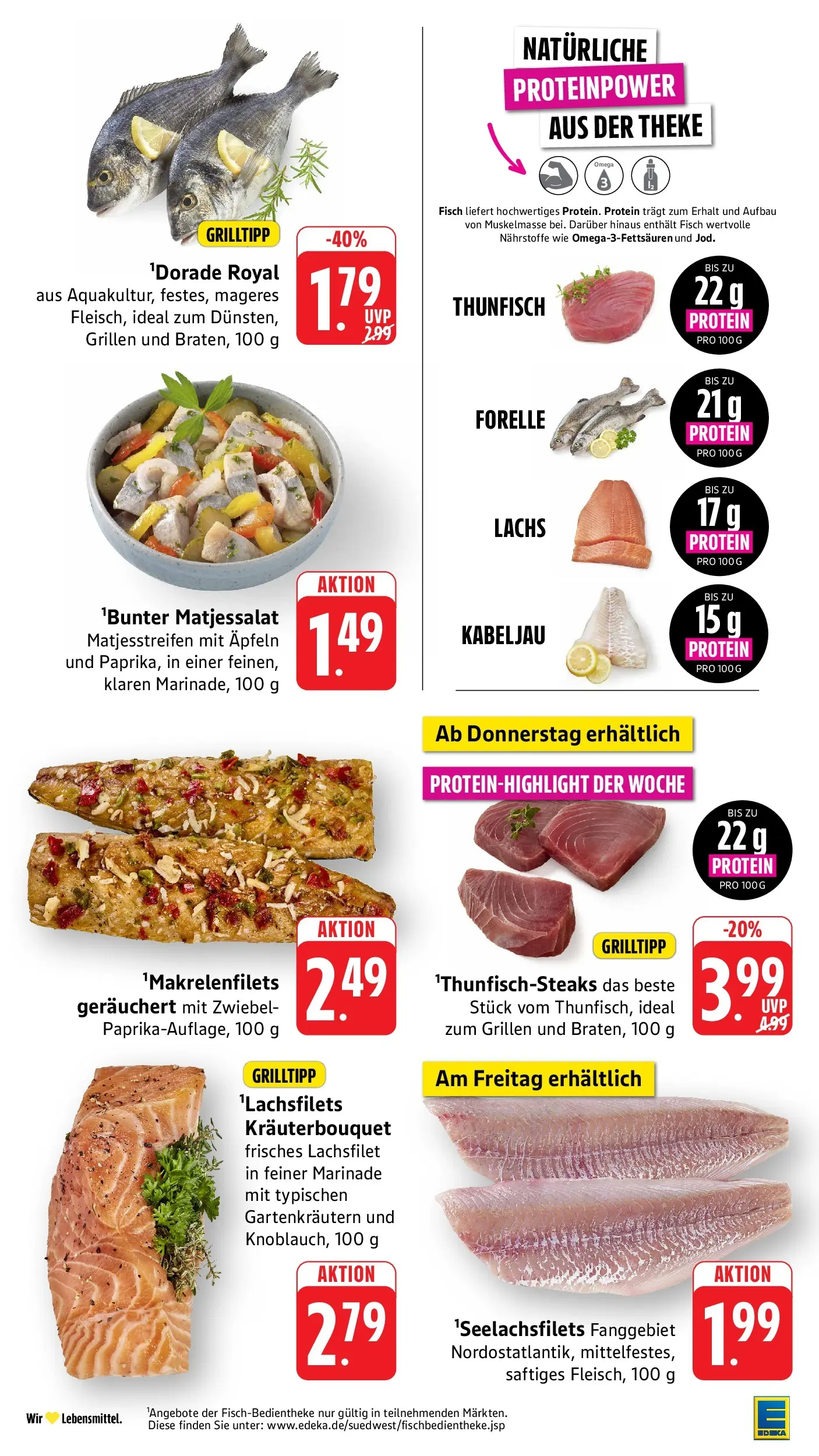 E center Prospekt Singen (ab 20.07.2026) zum Blättern | Seite: 7 | Produkte: Theke, Thunfisch, Fisch, Lachs
