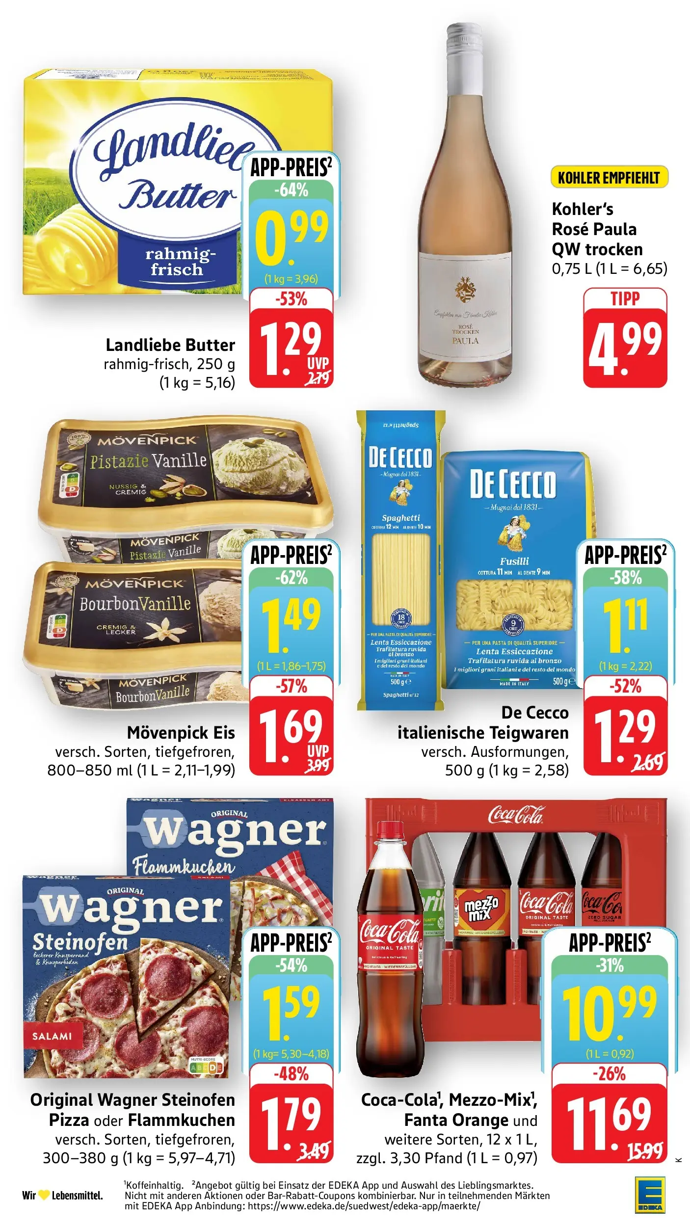 Edeka prospekt Ettenheim (ab 20.07.2026) » Angebote Online | Seite: 2 | Produkte: Coca cola, Butter, Pasta, Eis