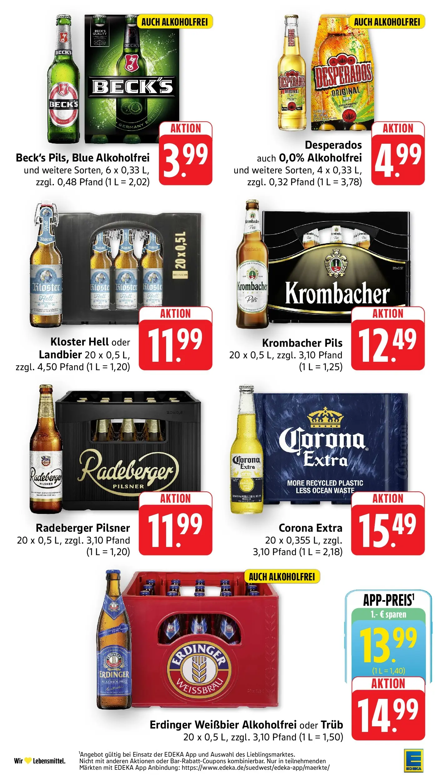 E center Prospekt Singen (ab 20.07.2026) zum Blättern | Seite: 31 | Produkte: Erdinger, Weißbier, Pils, Radeberger pilsner