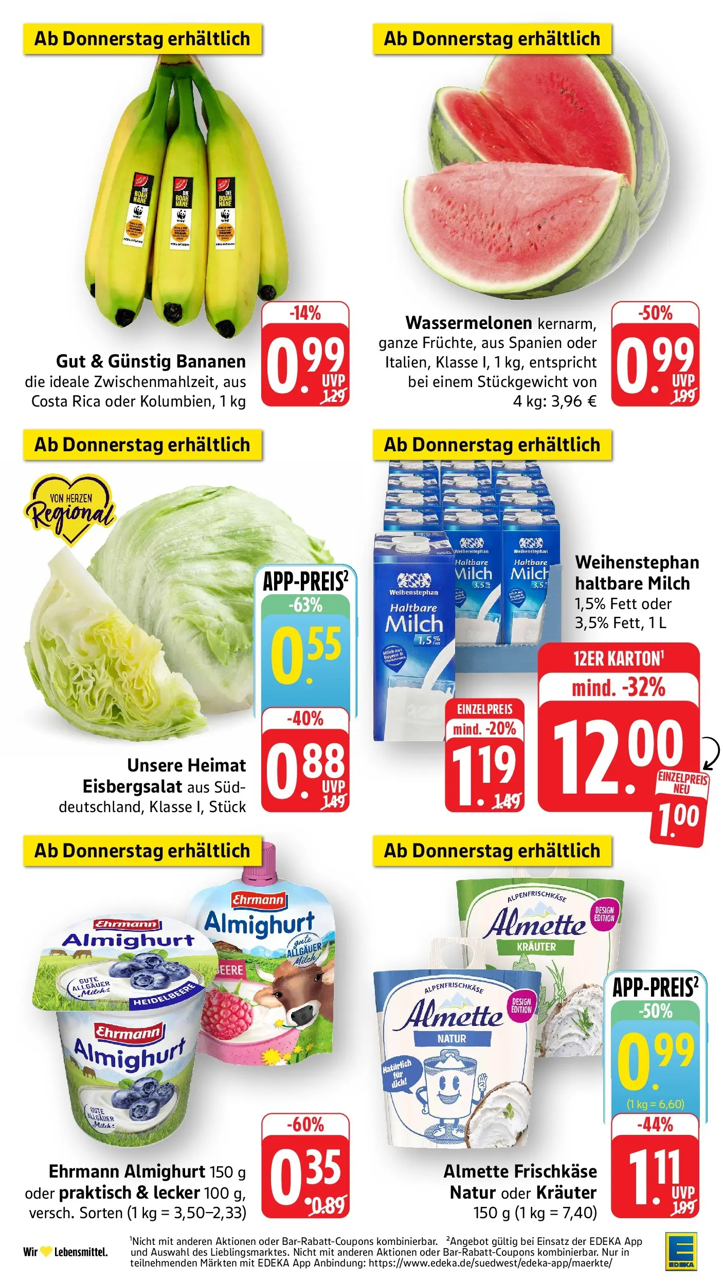 E center Prospekt Singen (ab 20.07.2026) zum Blättern | Seite: 44 | Produkte: Ehrmann almighurt, Milch, Haltbare milch, Bananen