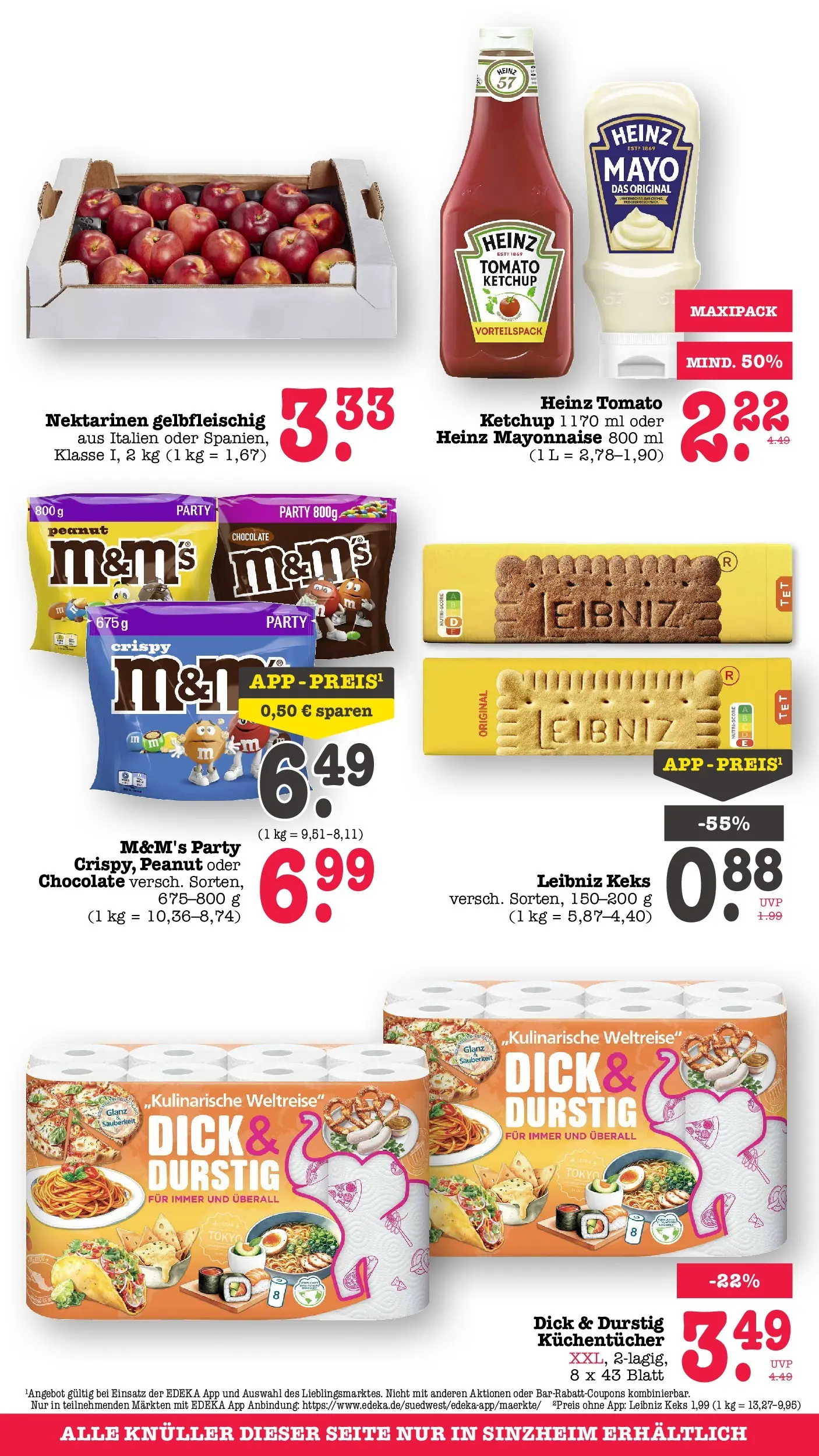 E center Prospekt Kuppenheim-Oberndorf (ab 20.07.2026) zum Blättern | Seite: 77 | Produkte: Nektarinen, M&M's, Mayonnaise, Ketchup E center Prospekt Kuppenheim-Oberndorf (ab 20.07.2026) zum Blättern | Seite: 77 | Produkte: Nektarinen, M&M's, Mayonnaise, Ketchup