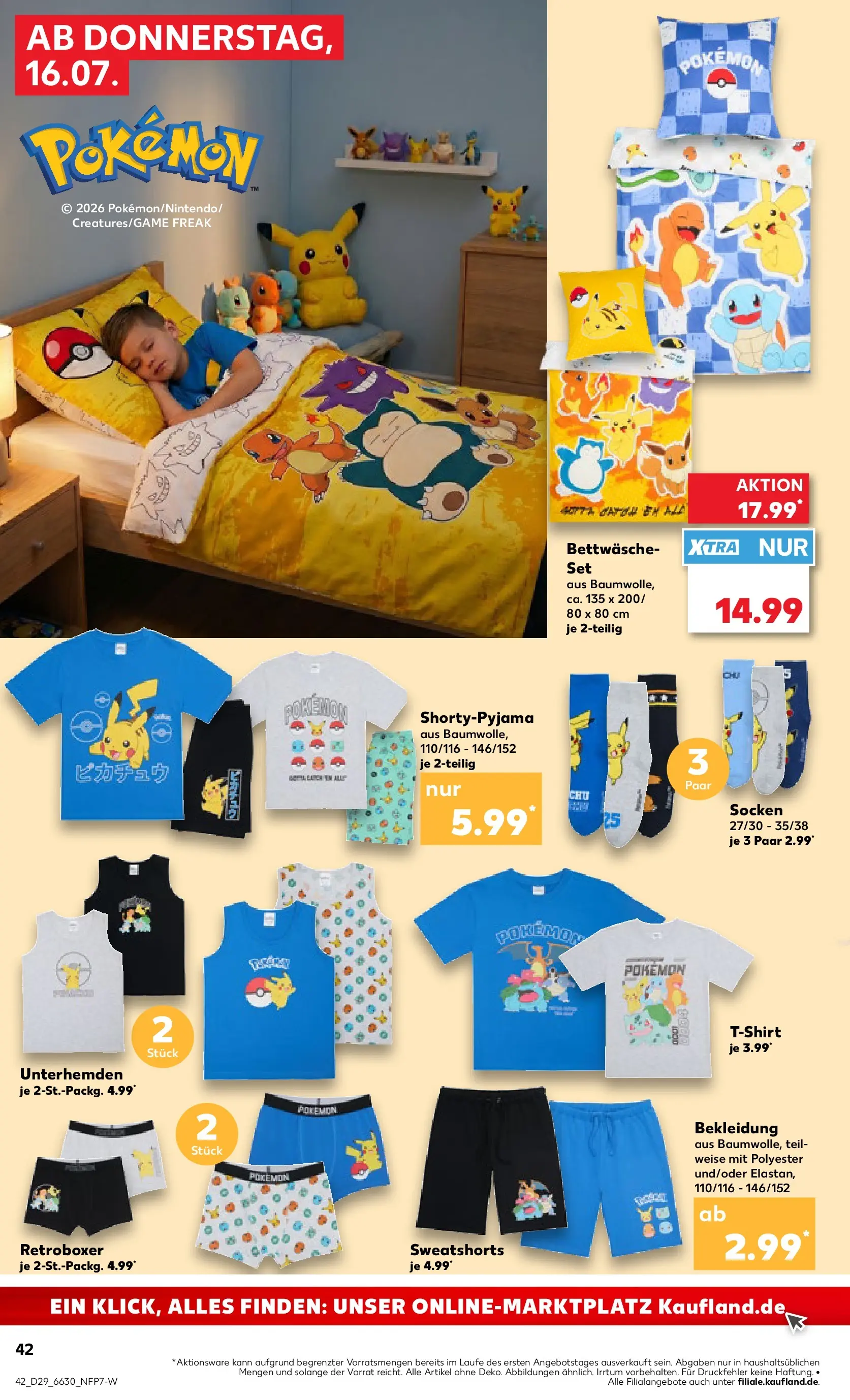 Prospekt Kaufland ab 16.07.2026 » Angebote Online zum Blättern | Seite: 42 | Produkte: Sweatshorts, Bettwäsche, Bekleidung, Socken