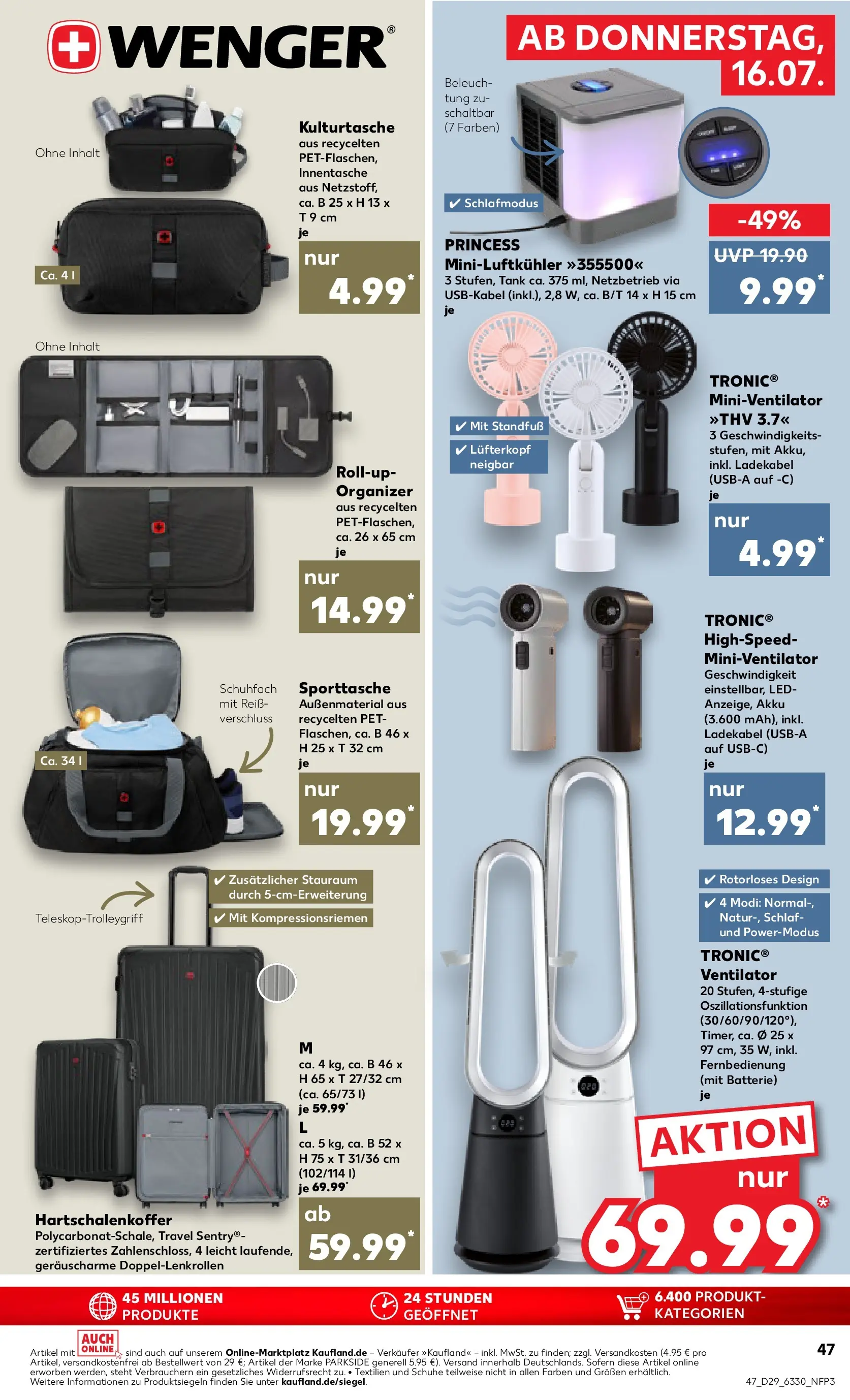 Prospekt Kaufland ab 16.07.2026 » Angebote Online zum Blättern | Seite: 47 | Produkte: Ventilator, Batterie, Ladekabel, Klimagerät