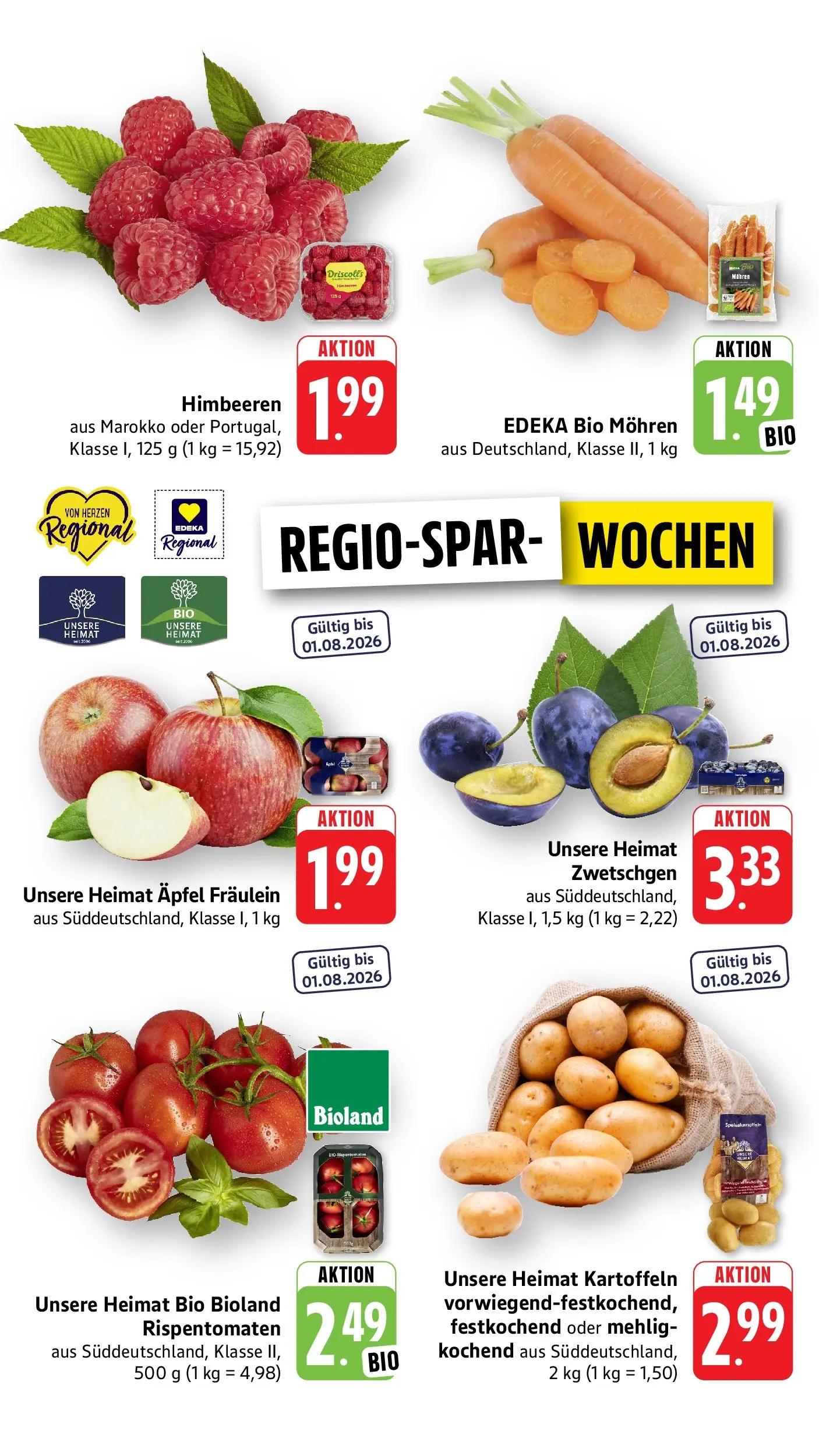 Edeka prospekt Offenburg-Zunsweier (ab 20.07.2026) » Angebote Online | Seite: 2 | Produkte: Himbeeren, Zwetschgen, Mohren, Kartoffeln