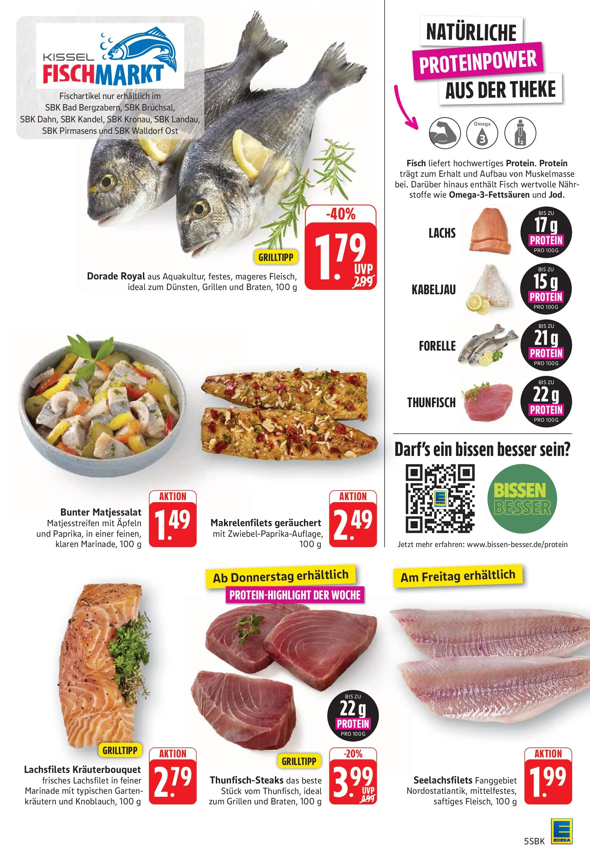 E center Prospekt Bad Bergzabern (ab 20.07.2026) zum Blättern | Seite: 5 | Produkte: Dorade, Thunfisch, Fisch, Lachs