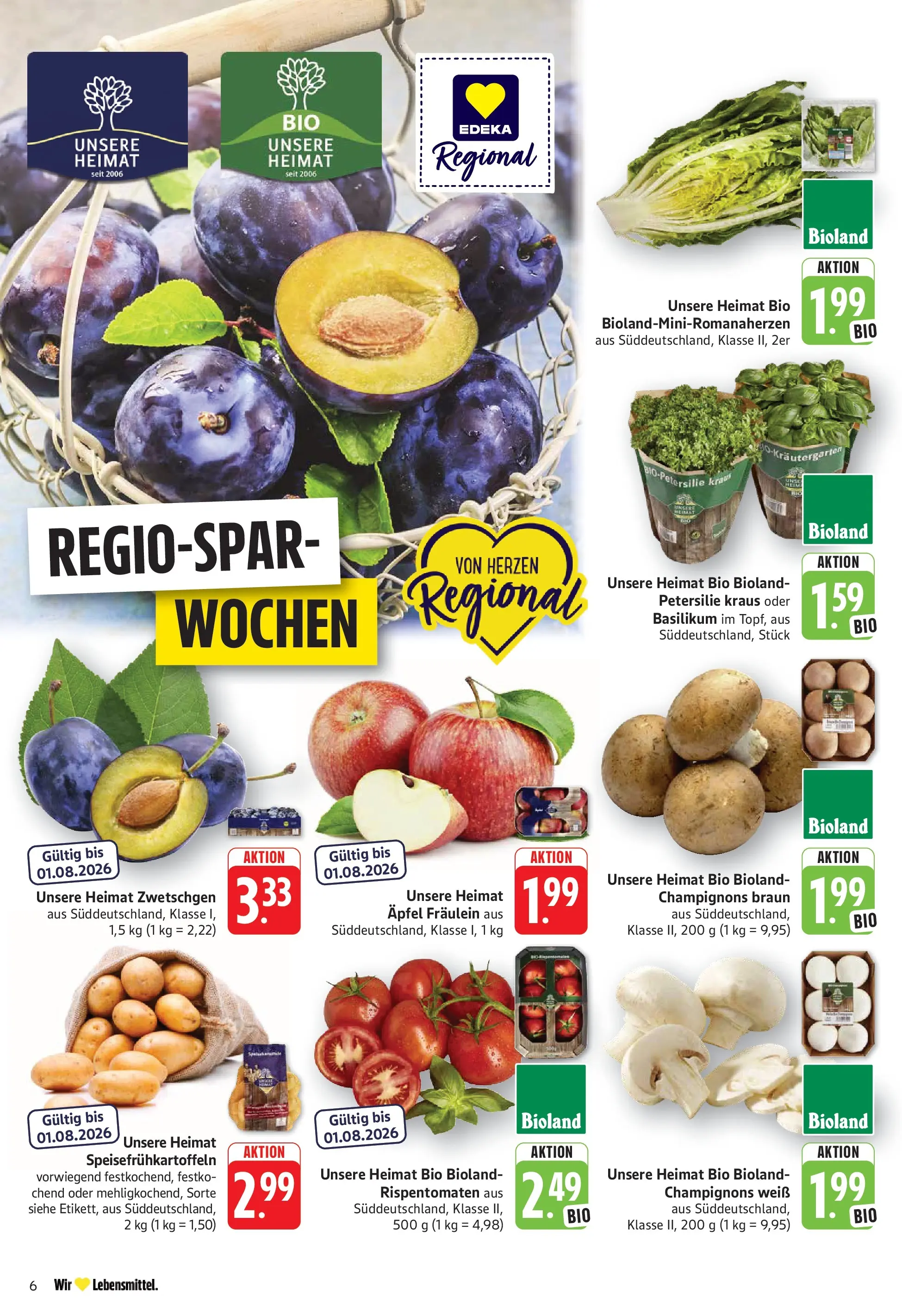 Edeka prospekt Geislingen (ab 20.07.2026) » Angebote Online | Seite: 6 | Produkte: Äpfel, Zwetschgen, Champignons, Petersilie